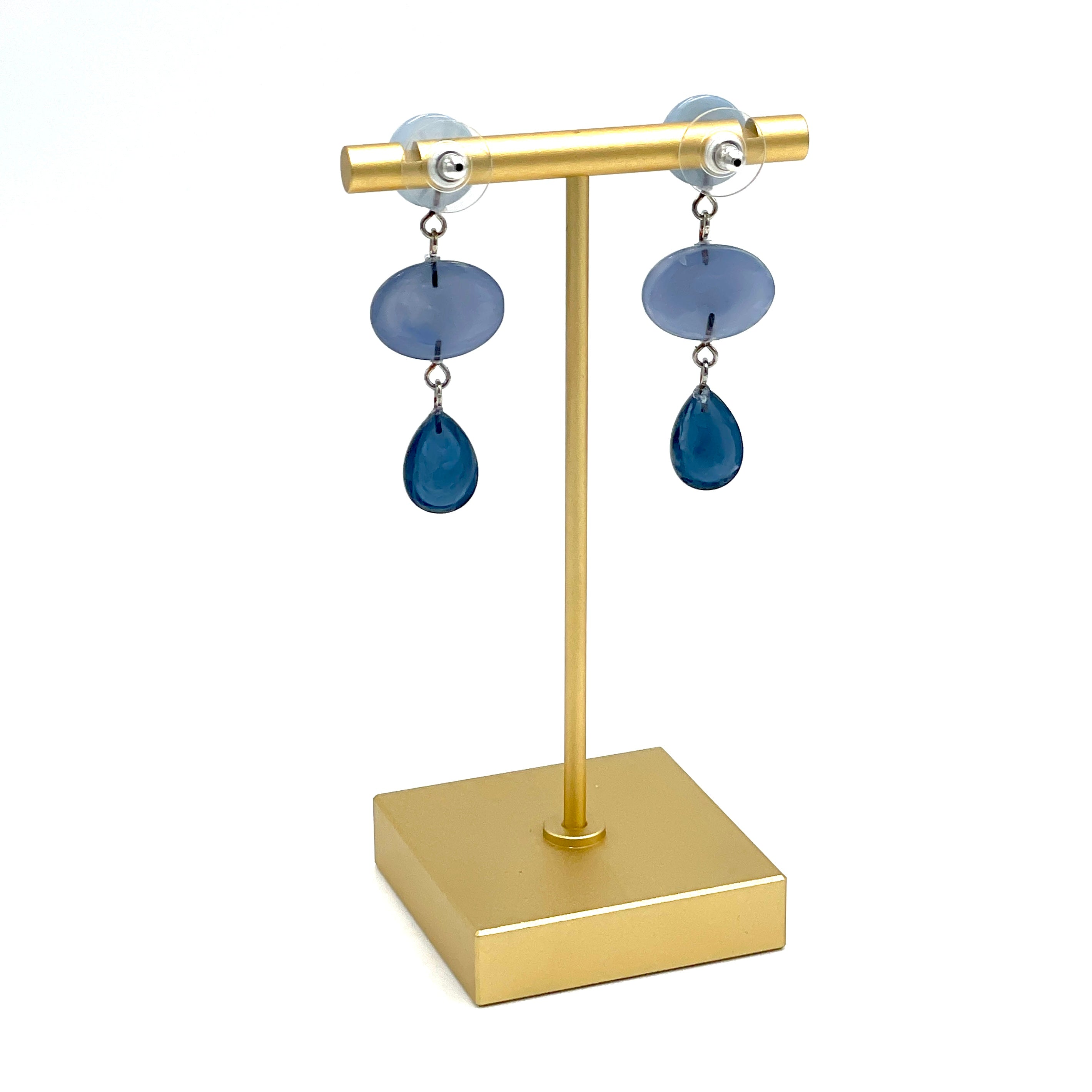 Light to Dark Sapphire Lucite Trinket Earrings *
