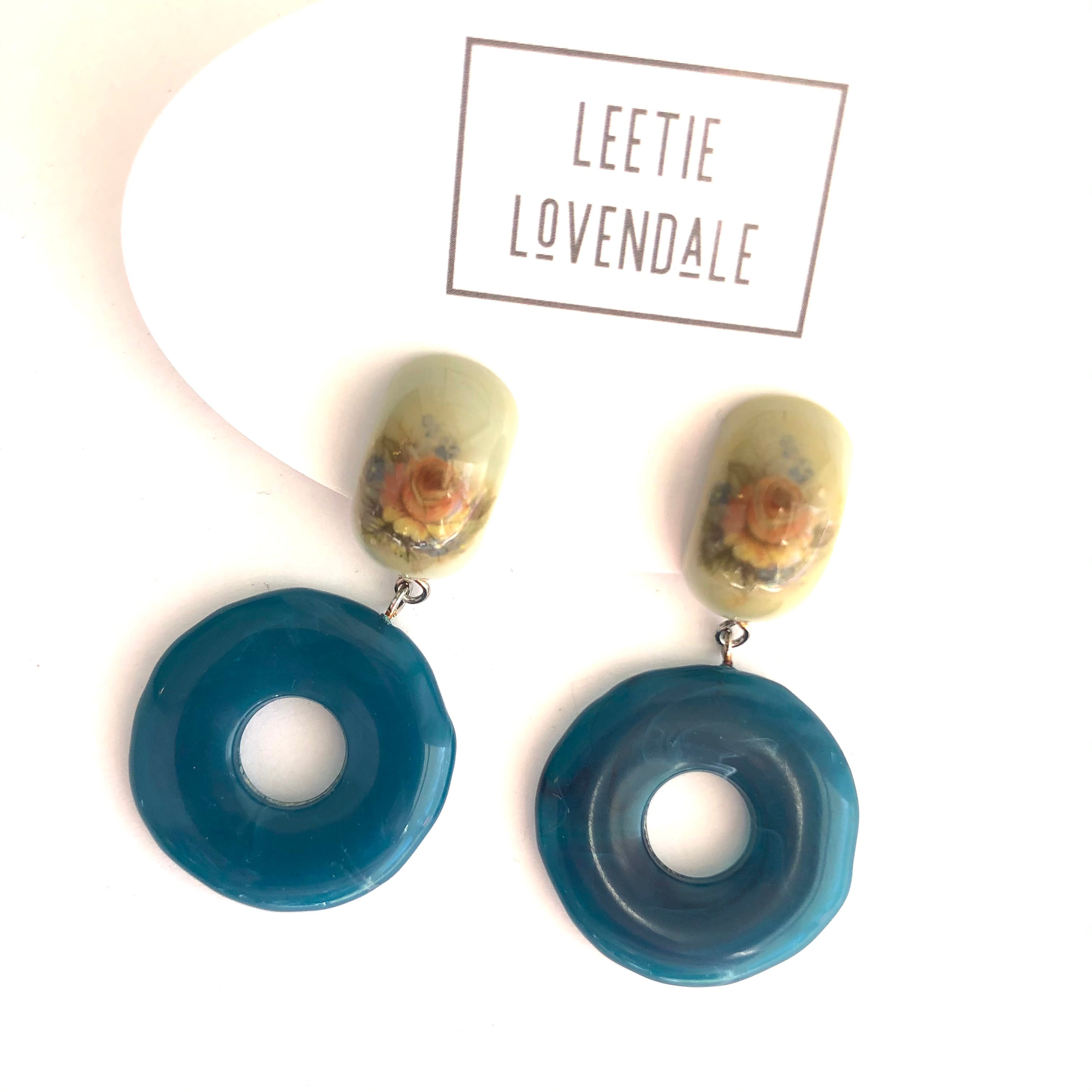 teal statement earrings