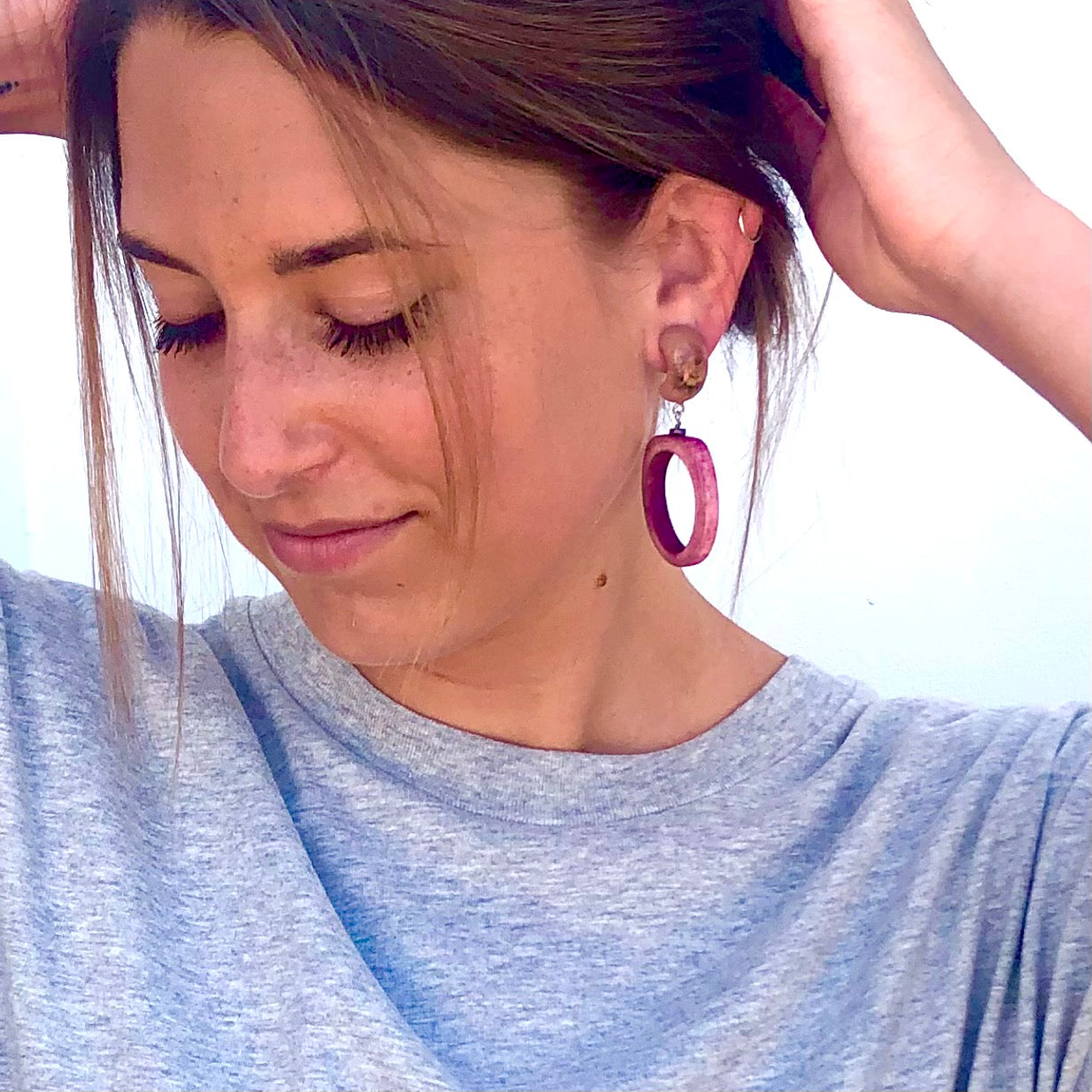 pastel pink statement earrings