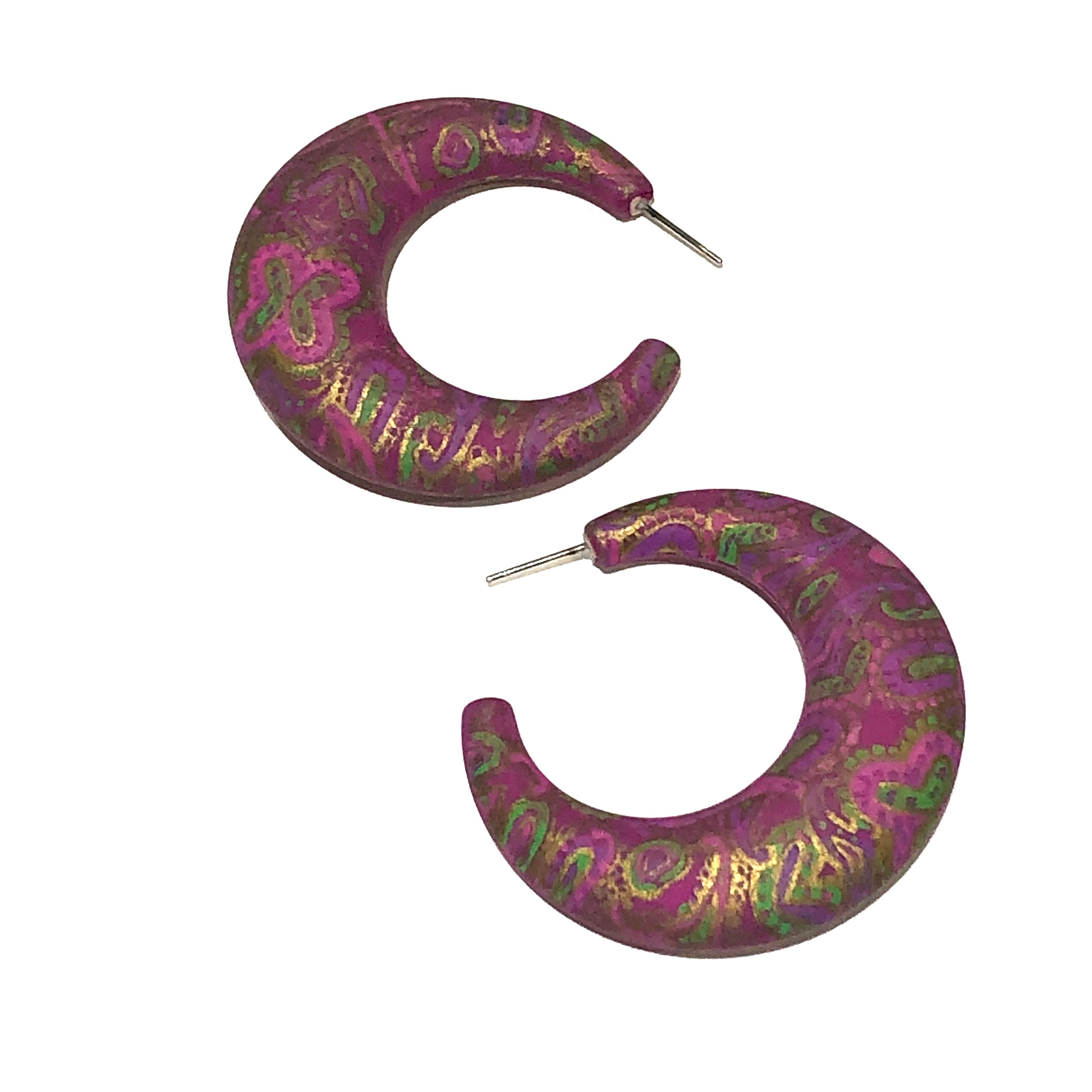 violet paisley hoops