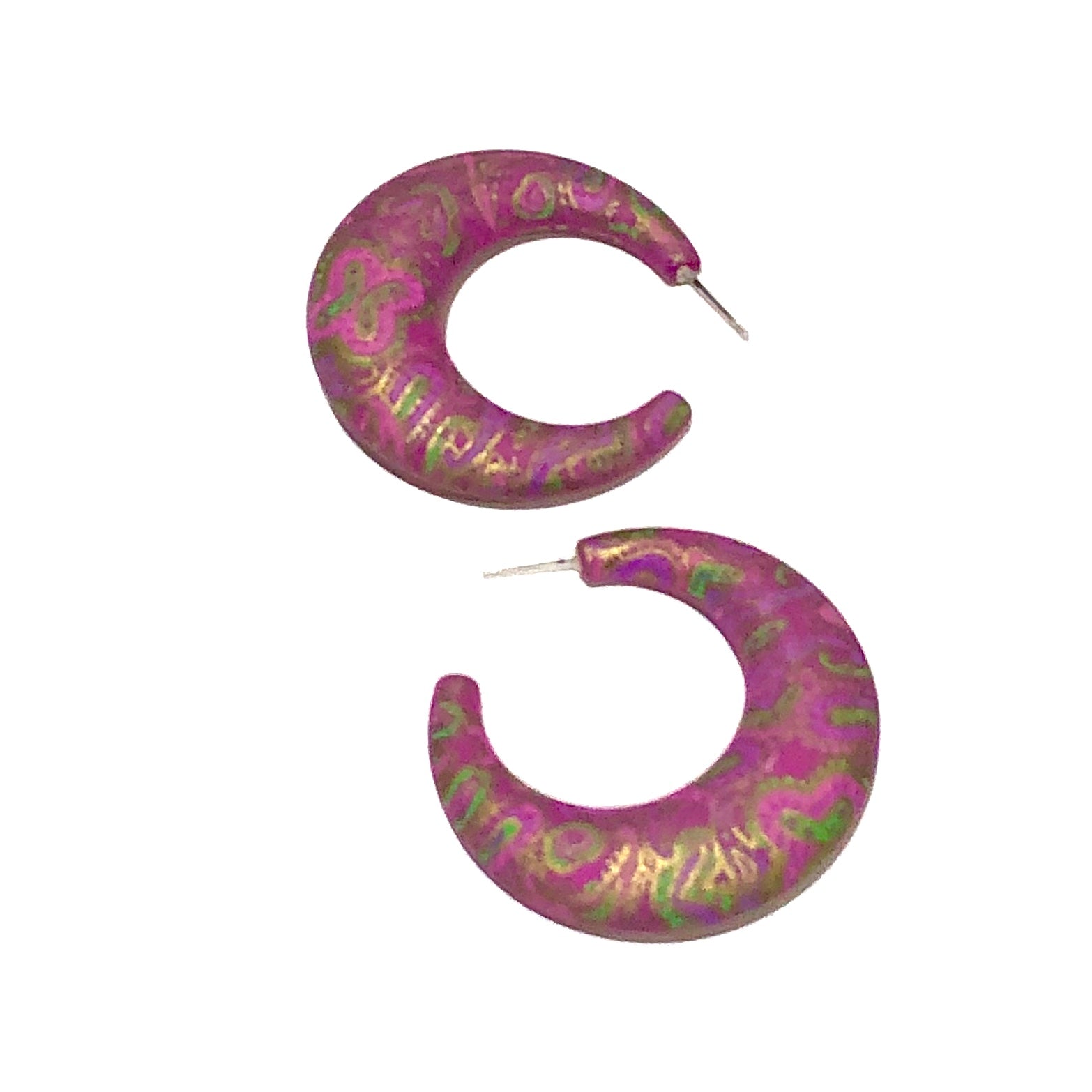 hot pink paisley earrings