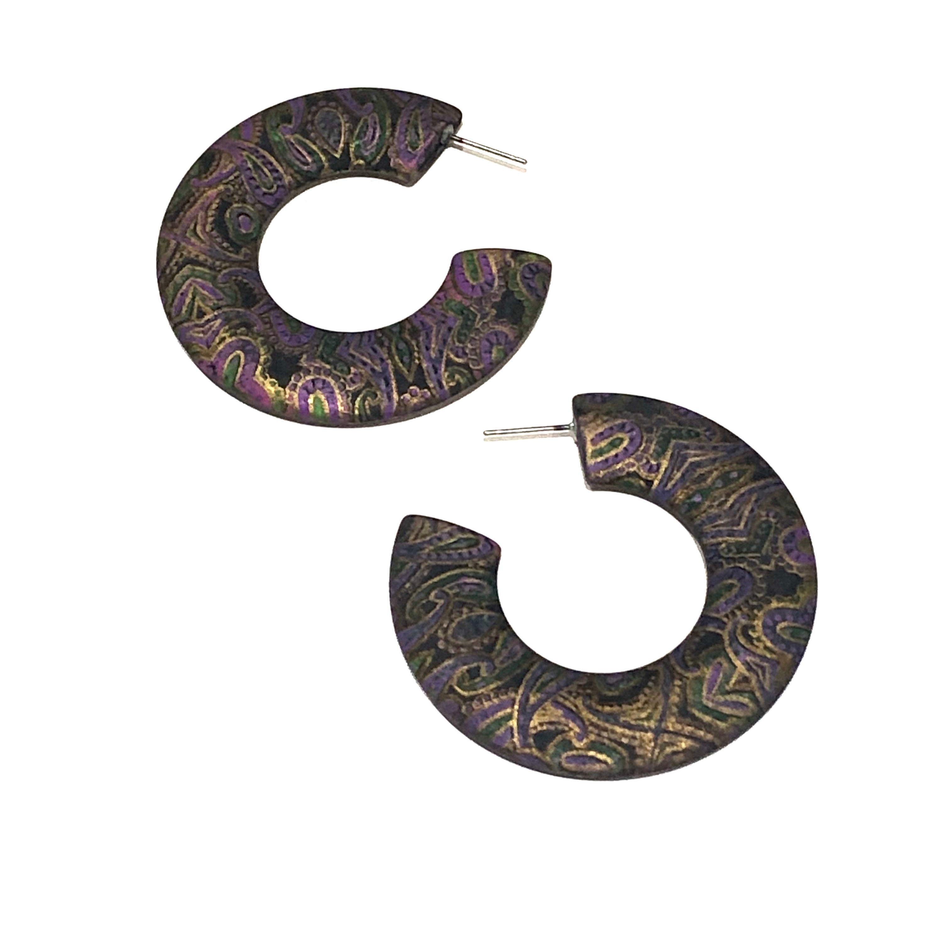 black purple paisley hoops