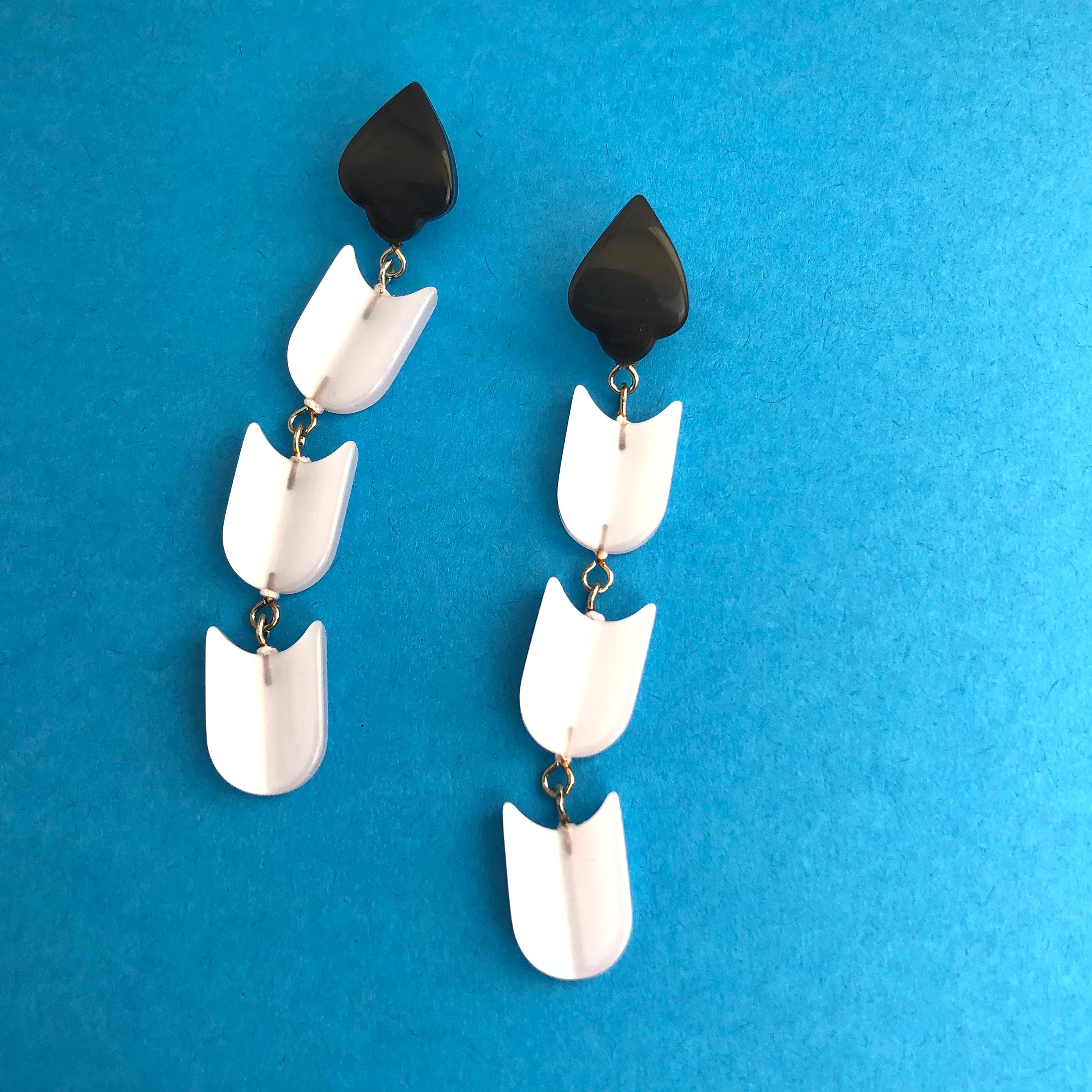 white black moonglow earrings