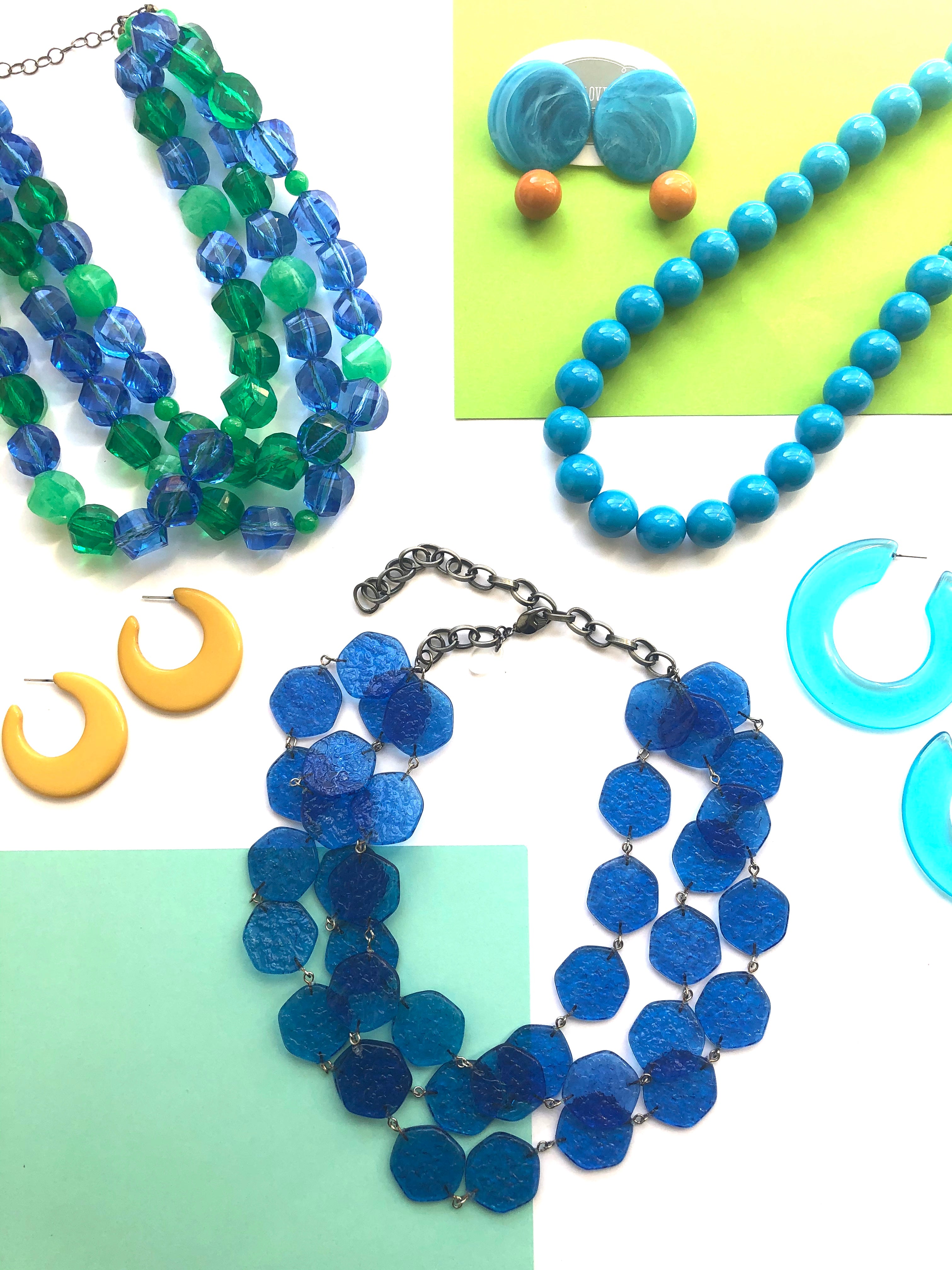 aqua and mustard jewelry montage
