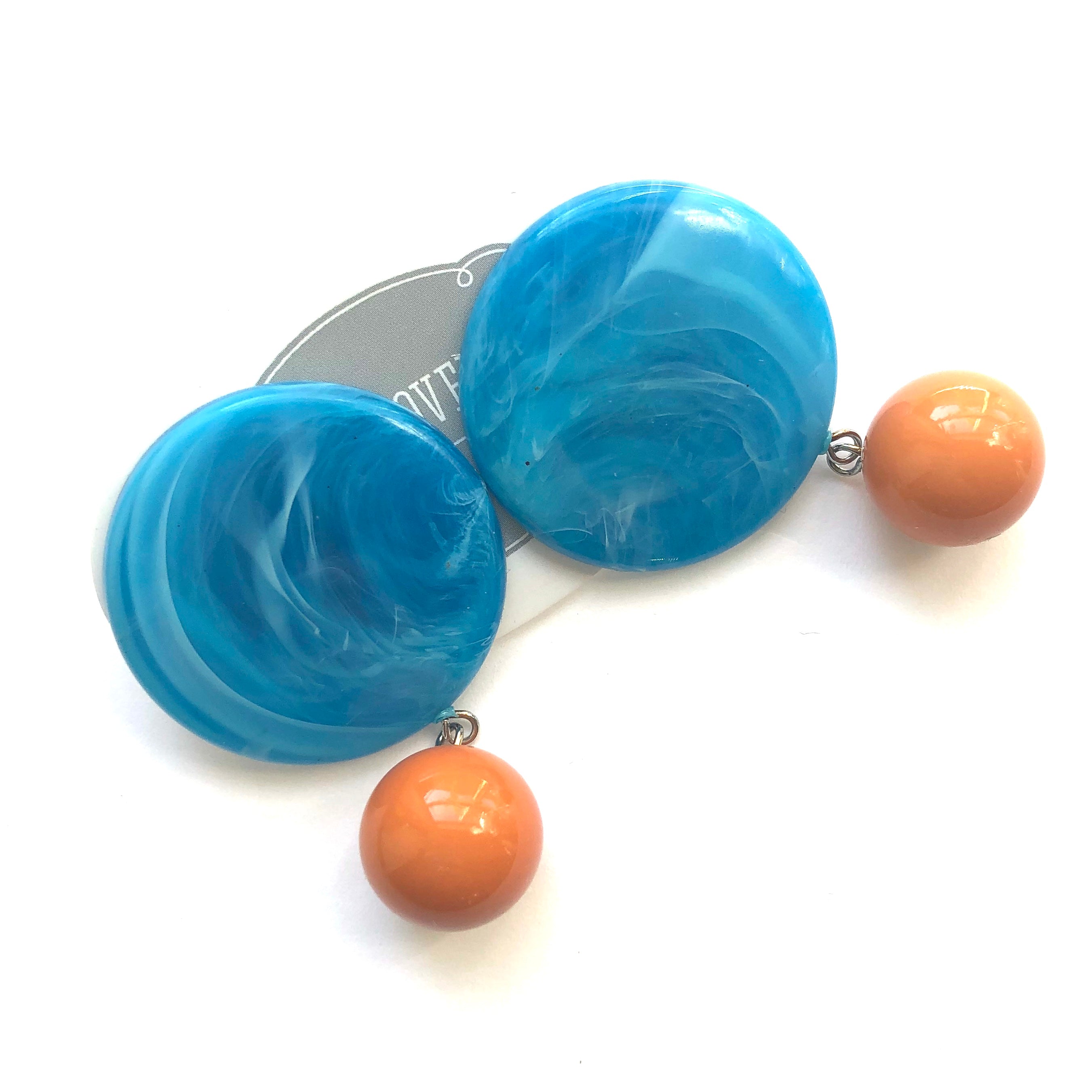 aqua polka dot earrings