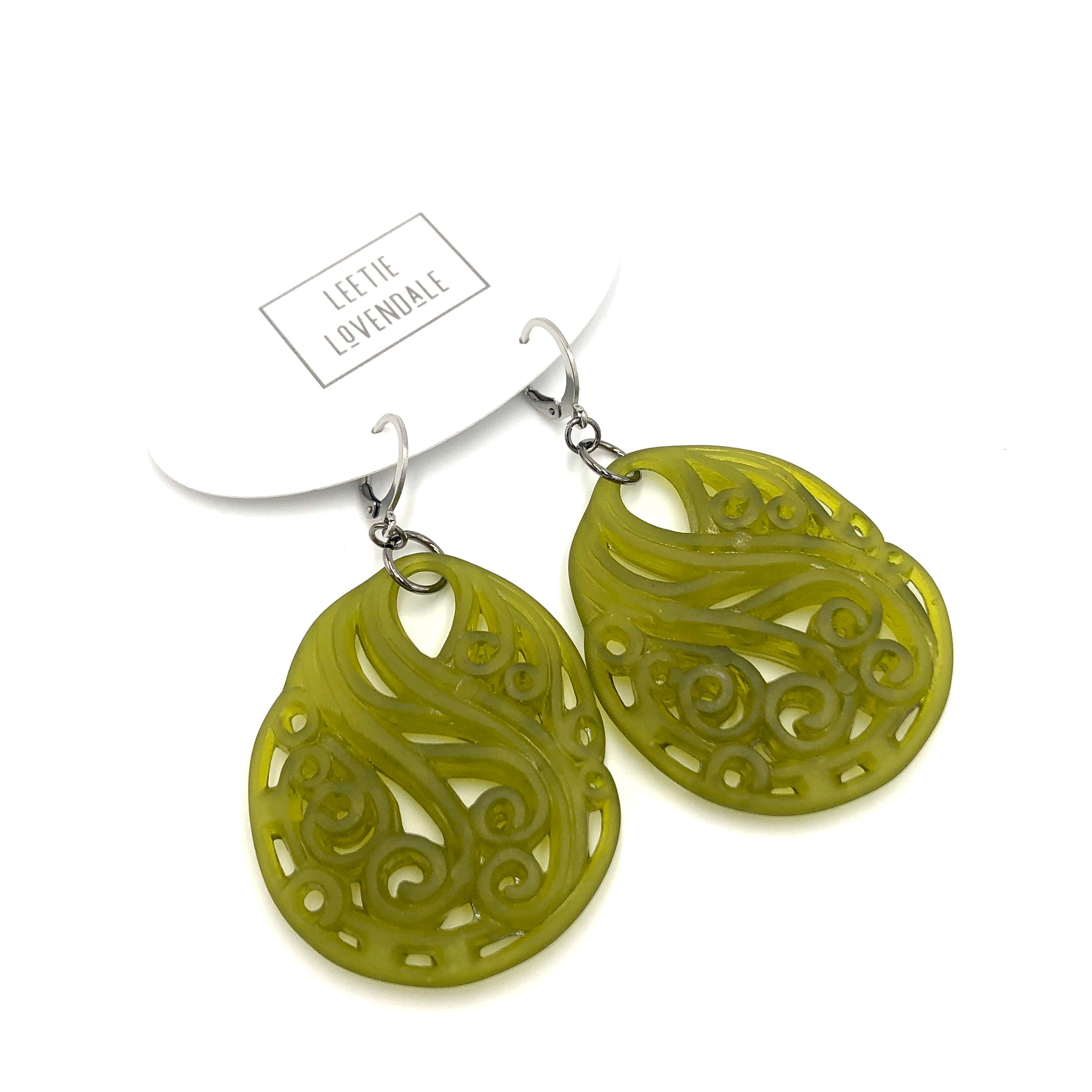 olive green earrings