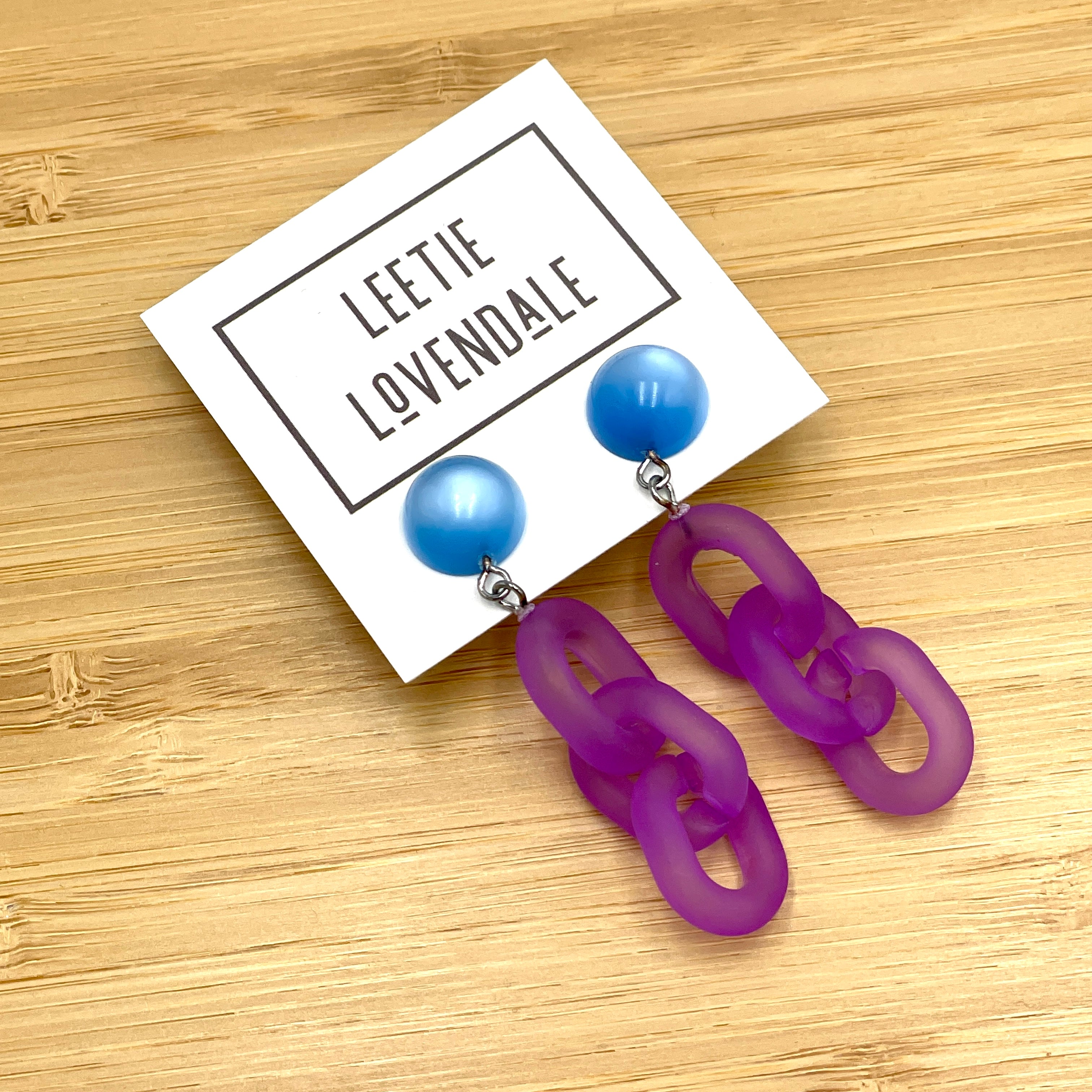 Aqua & Lilac Linked Statement Earrings