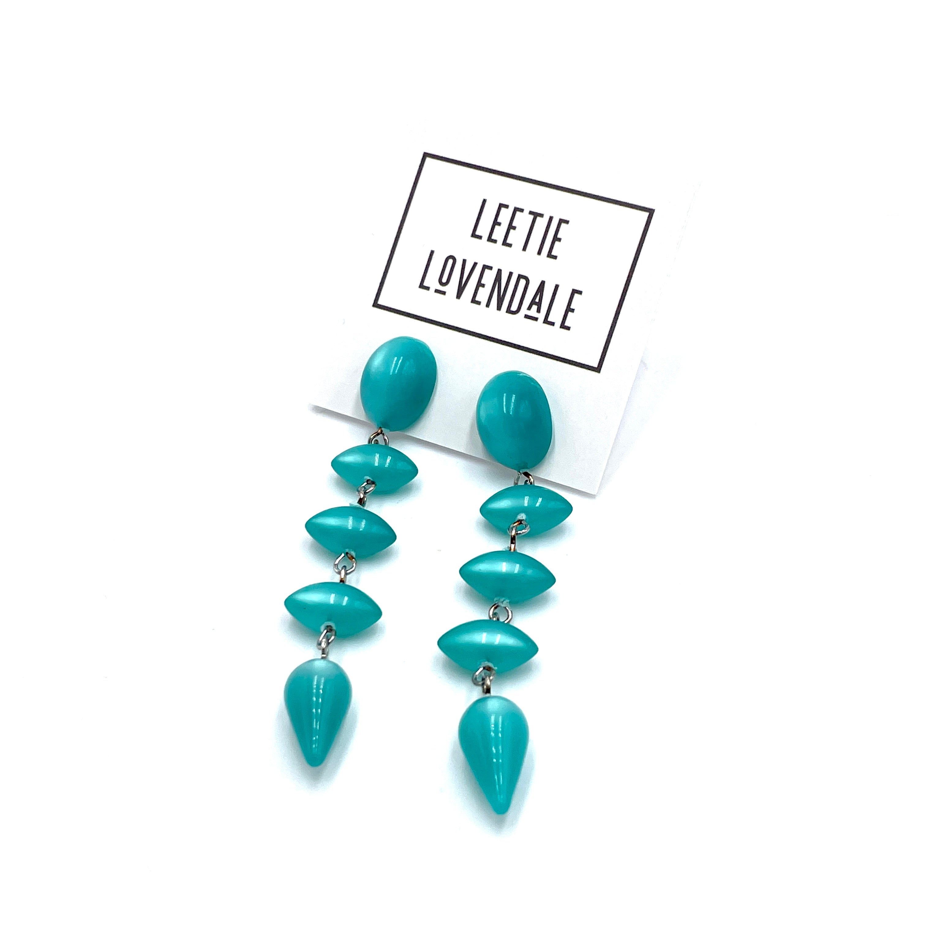 Teal Moonglow Baby Pod Statement Earrings *