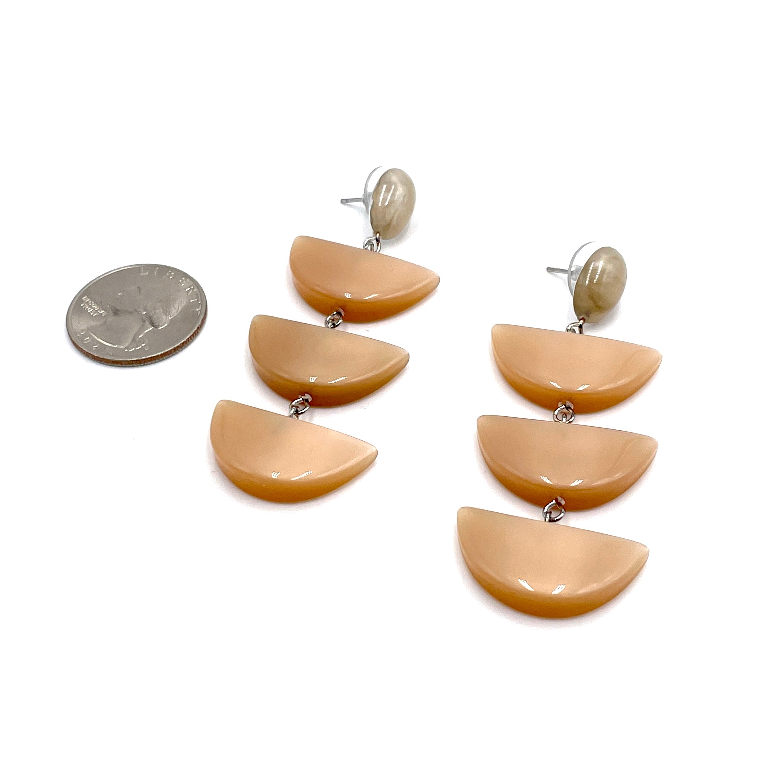 Champagne Beige Crescent Moonglow Earrings *