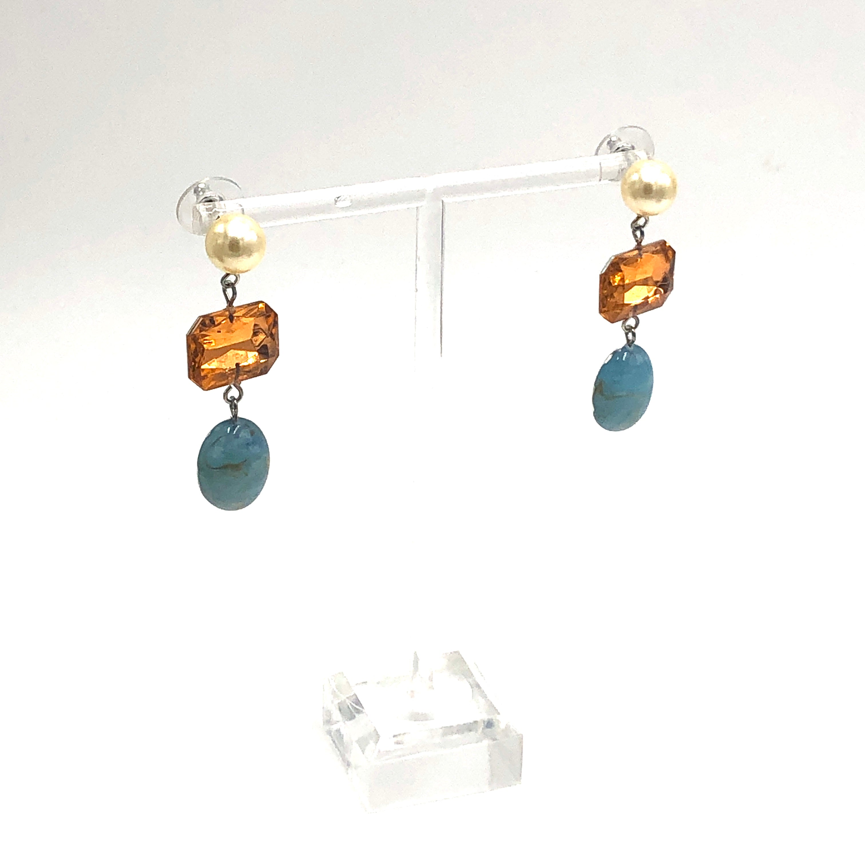 peach gem earrings