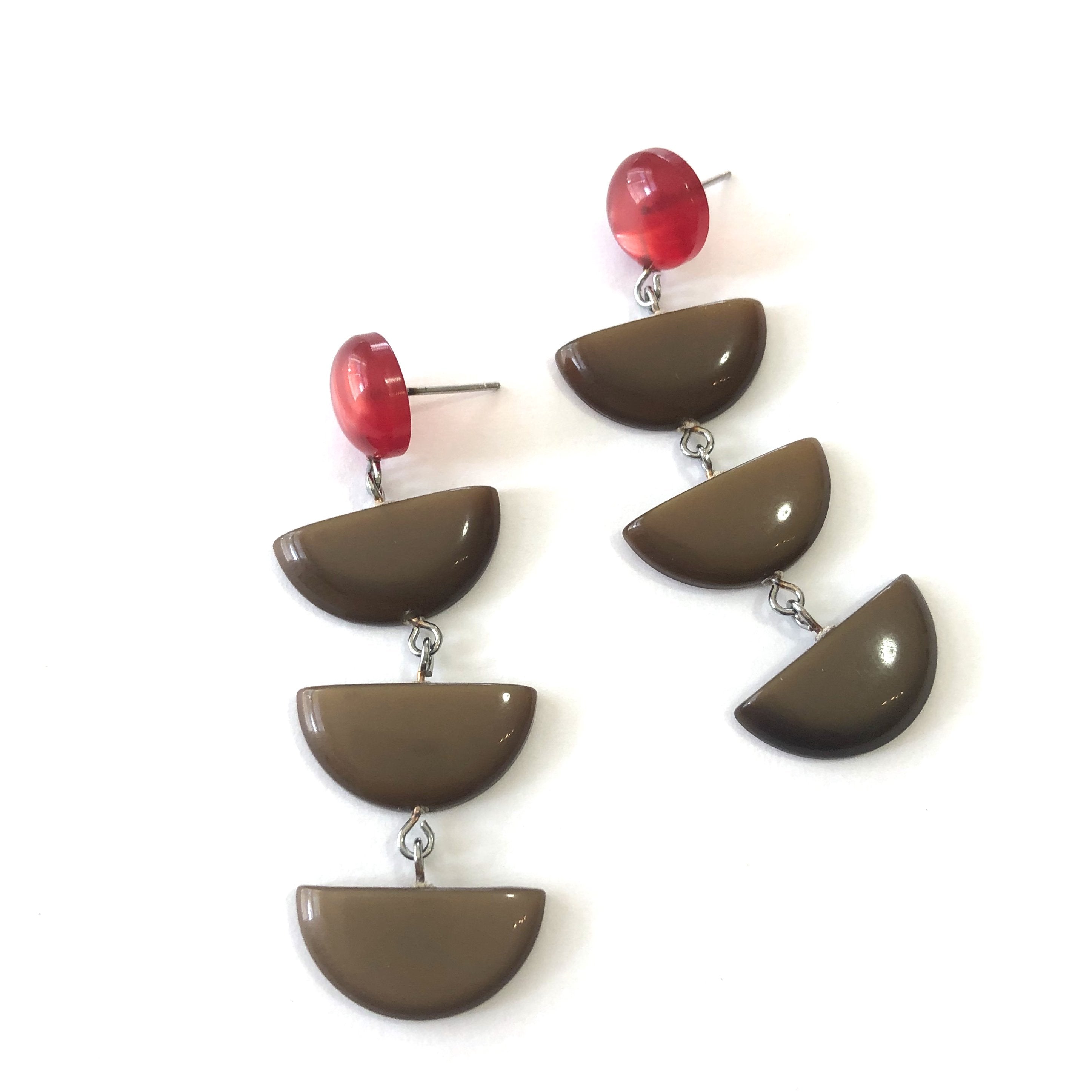 brown red moonglow earrings
