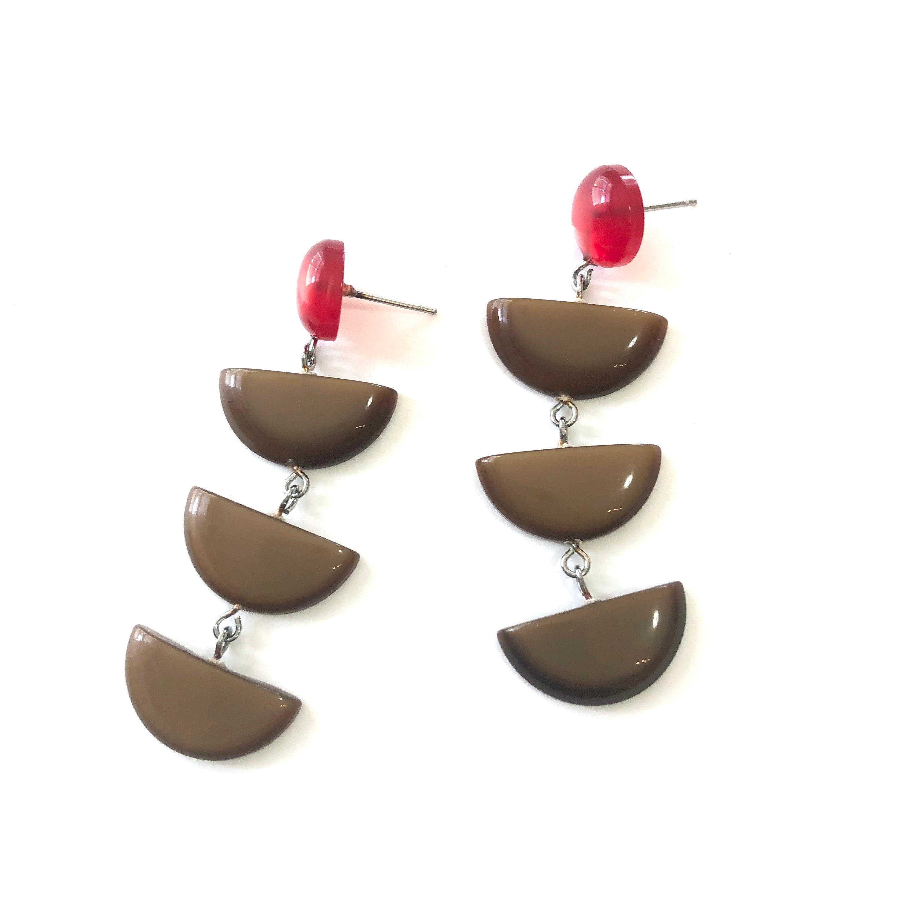 red & brown moonglow earrings