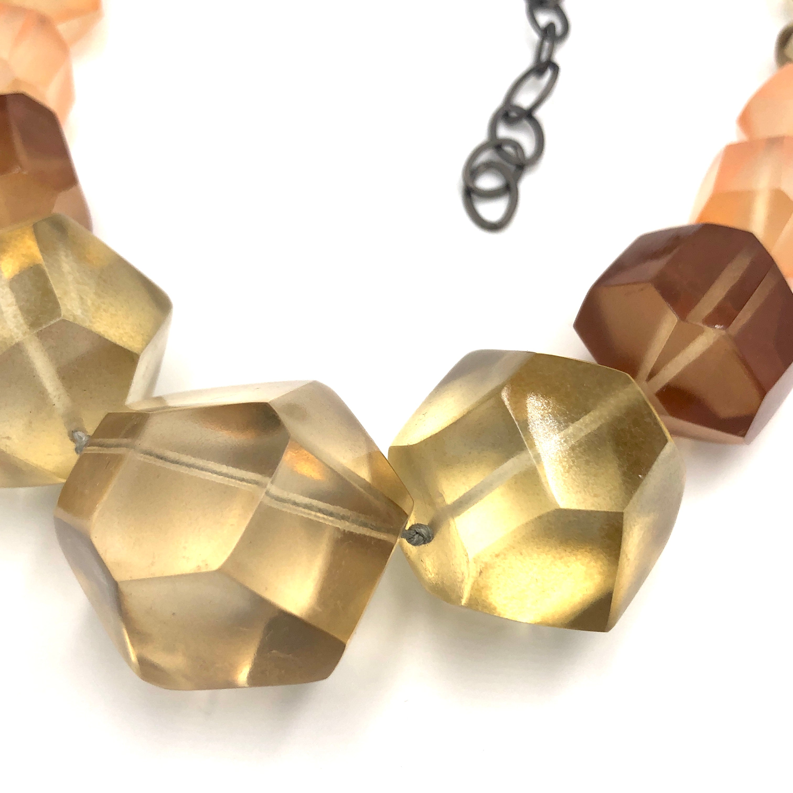 Smoke & Peach Hand-Knotted Chunky Knotted Necklace