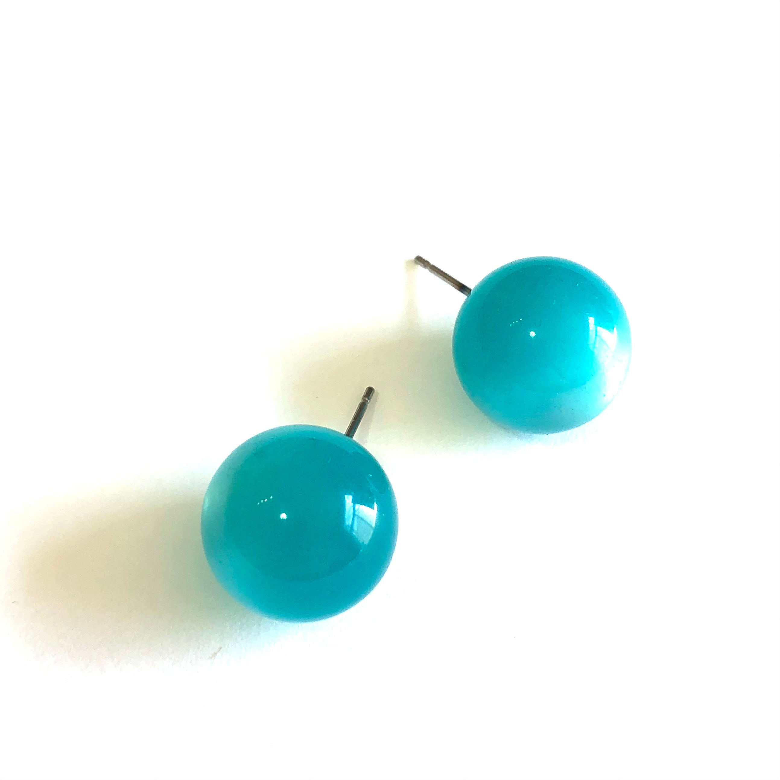 Teal Moonglow Jumbo Ball Stud Earrings
