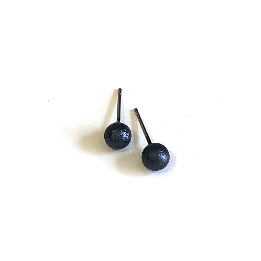 Charcoal Pitted Lucite Tiny Ball Stud Earrings