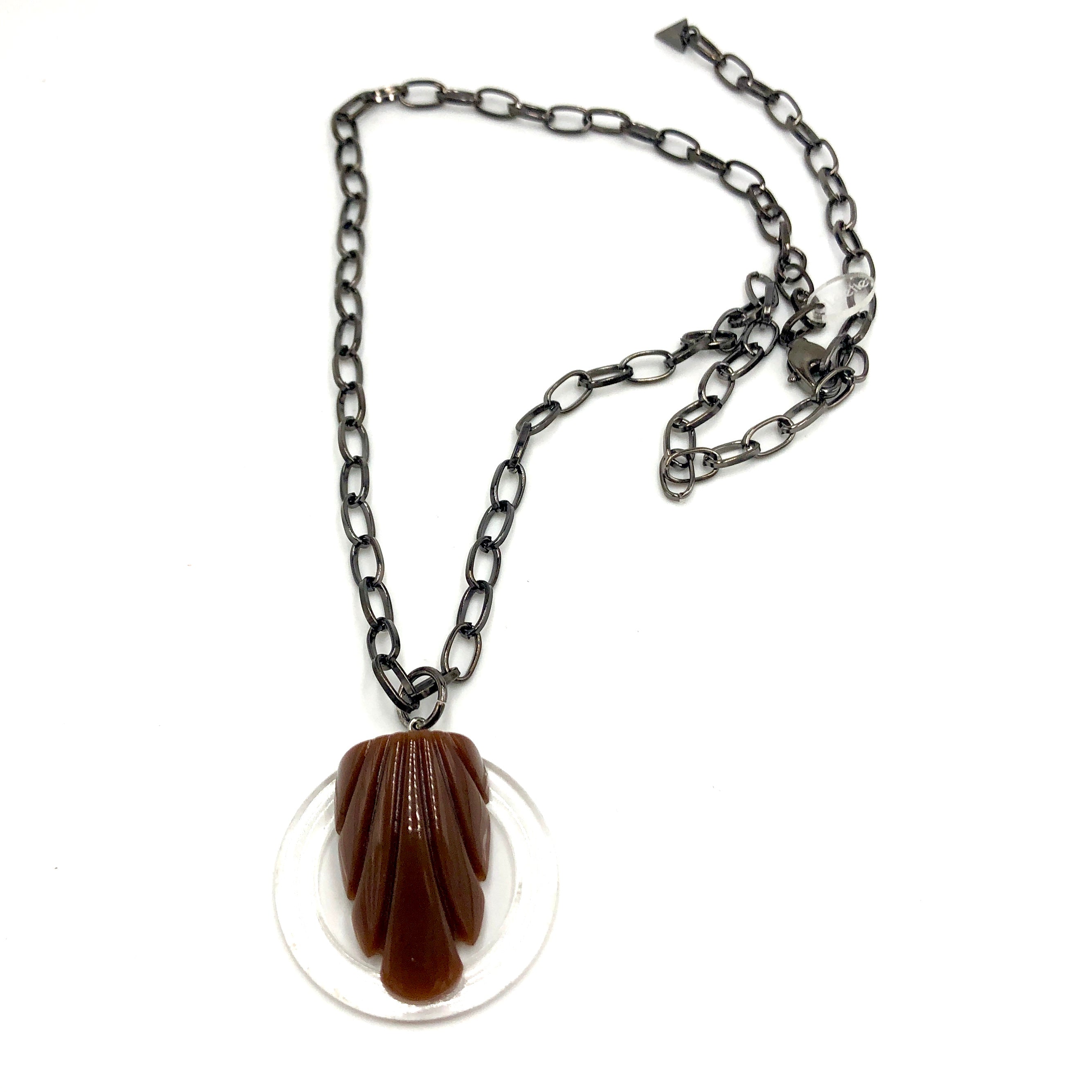 carved brown necklace