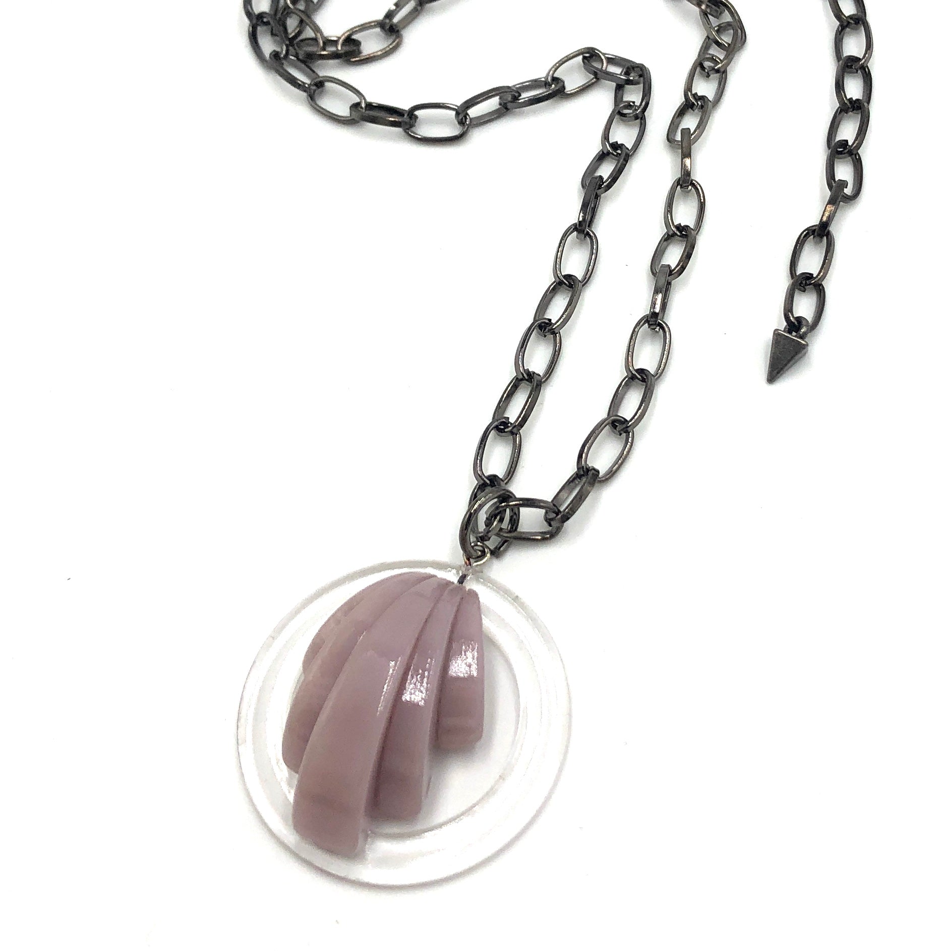 pink gun metal chain necklace