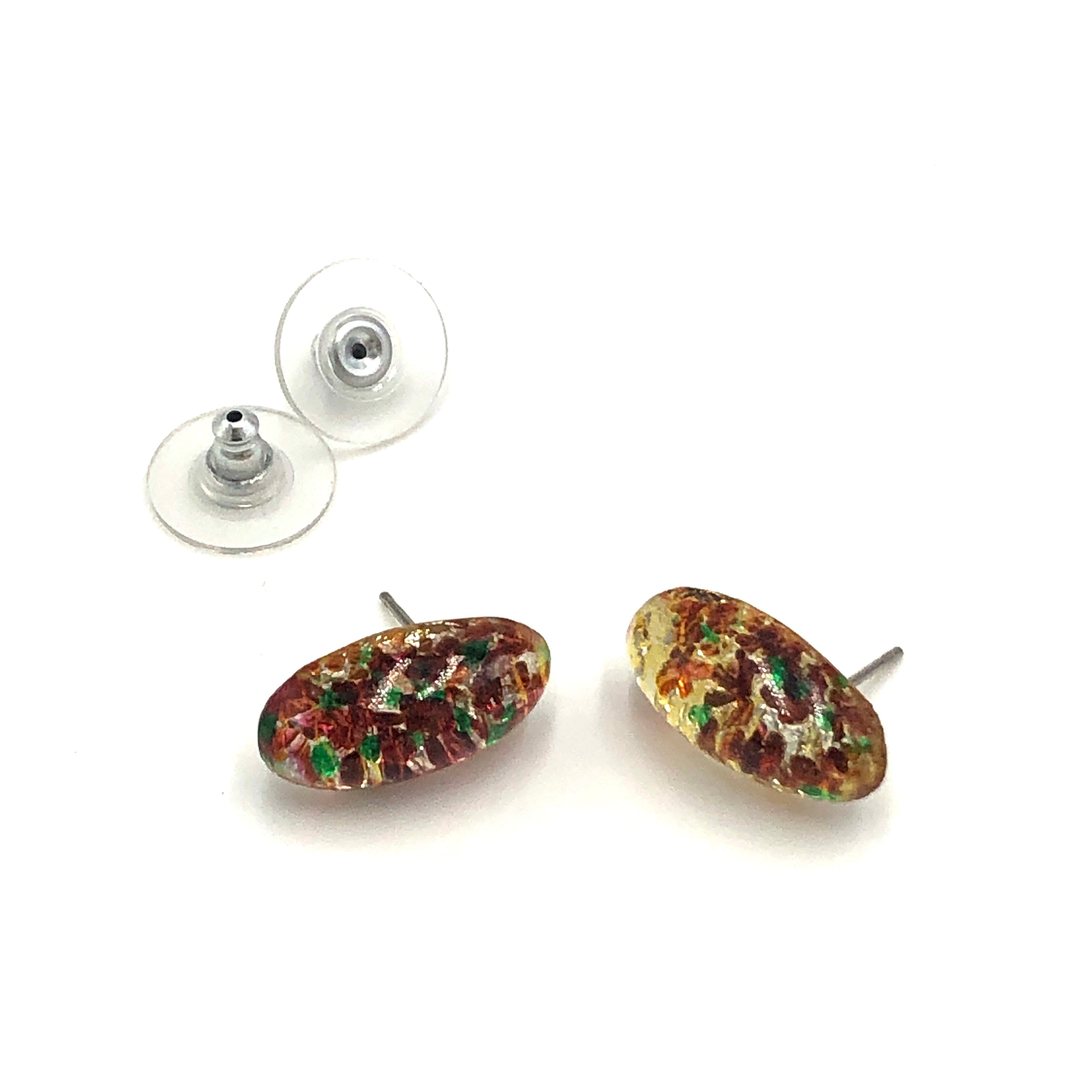 red and green foil earrings