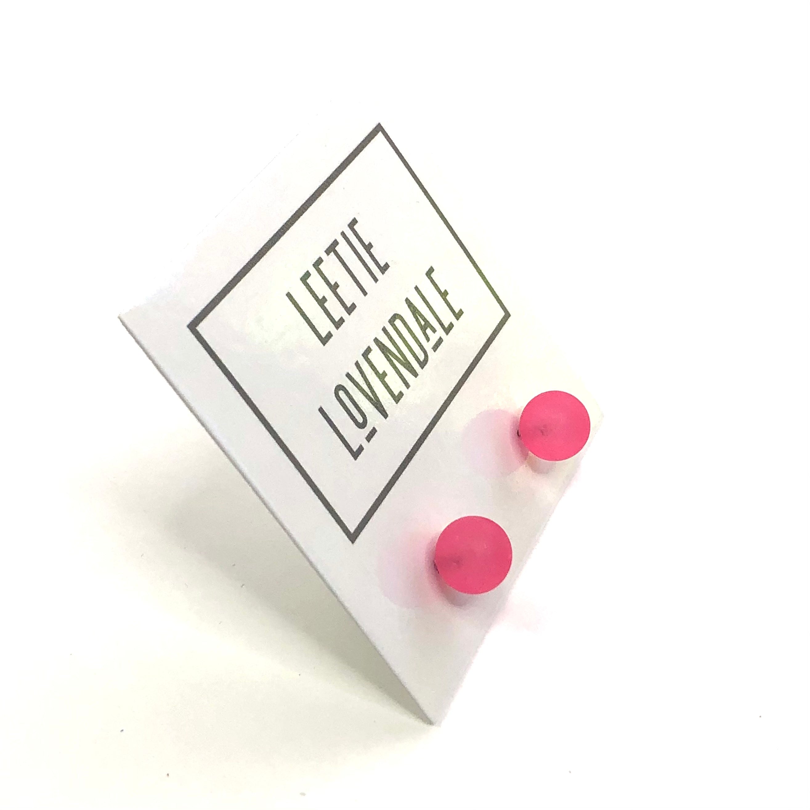 Hot Pink Frosted Lucite Mini Ball Stud Earrings