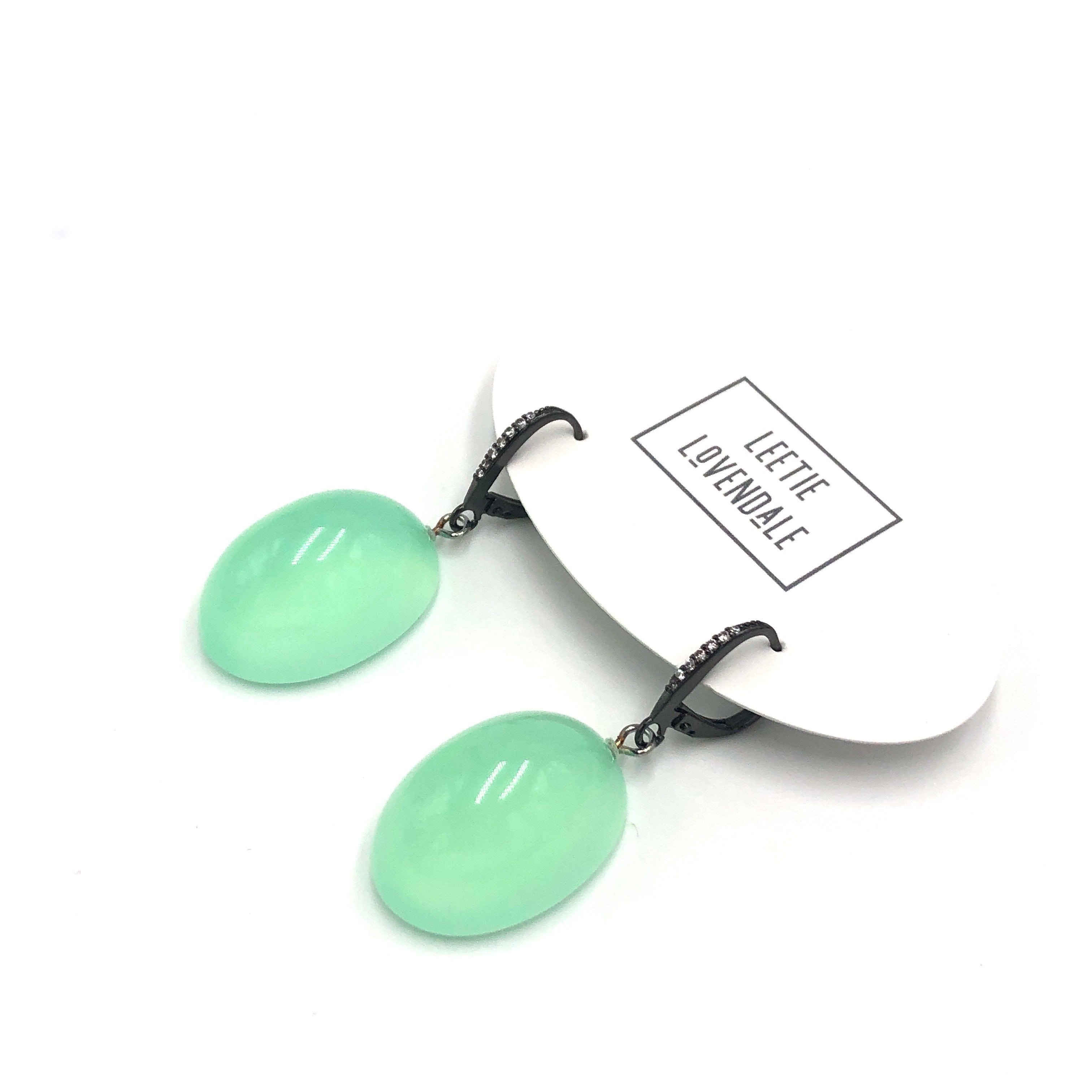 green drop earrings