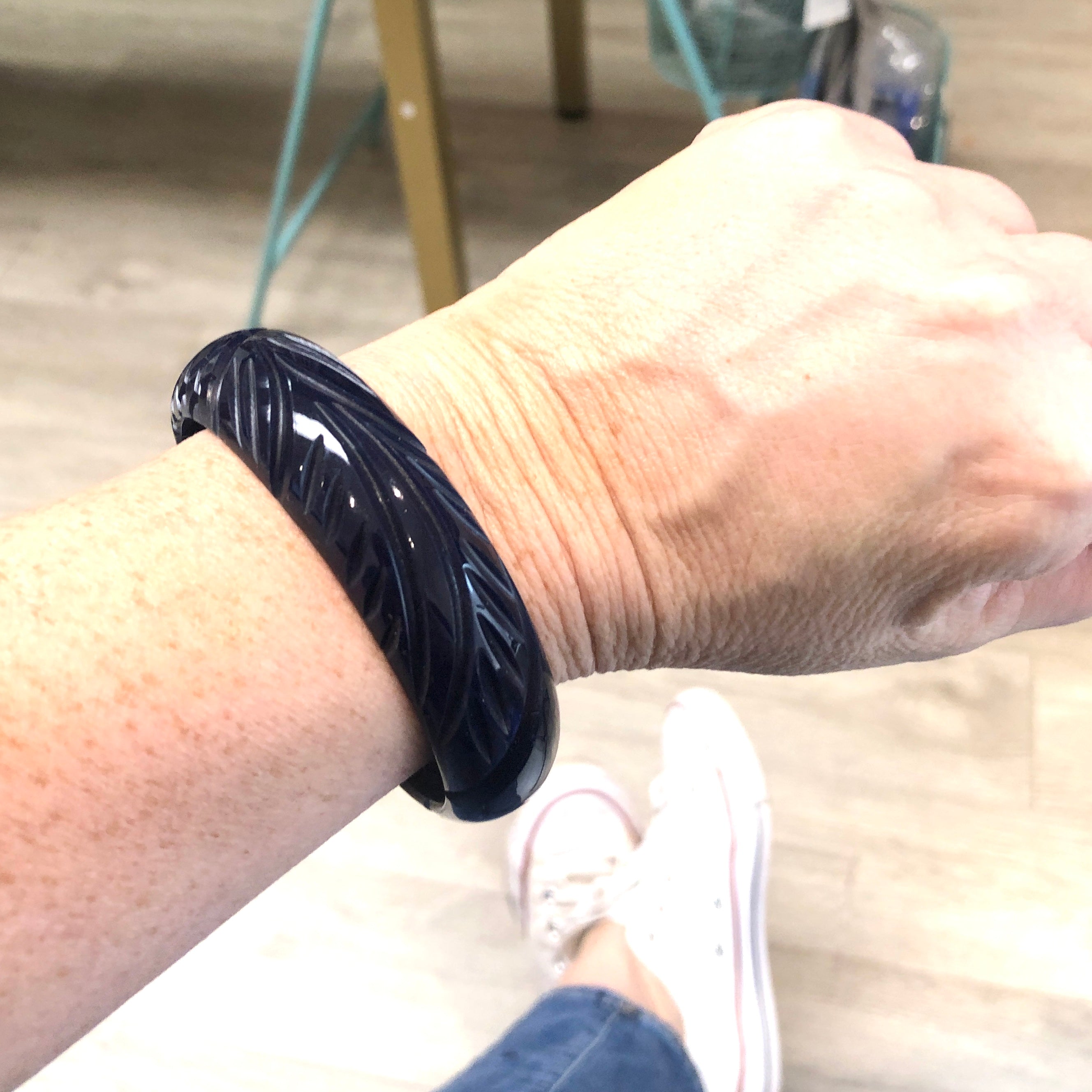 blue carved bracelet