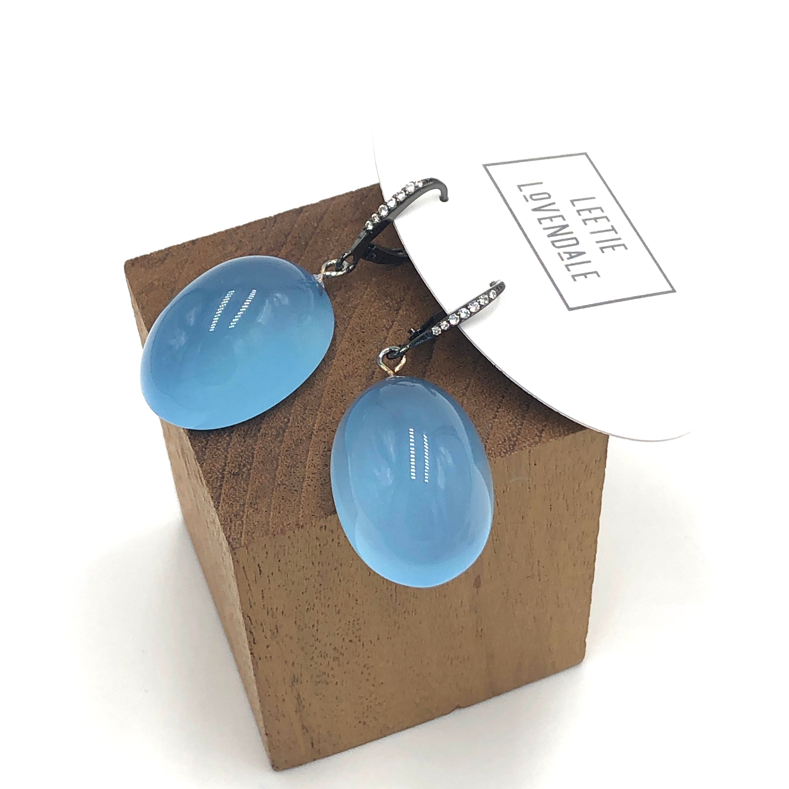blue domed drop earrings