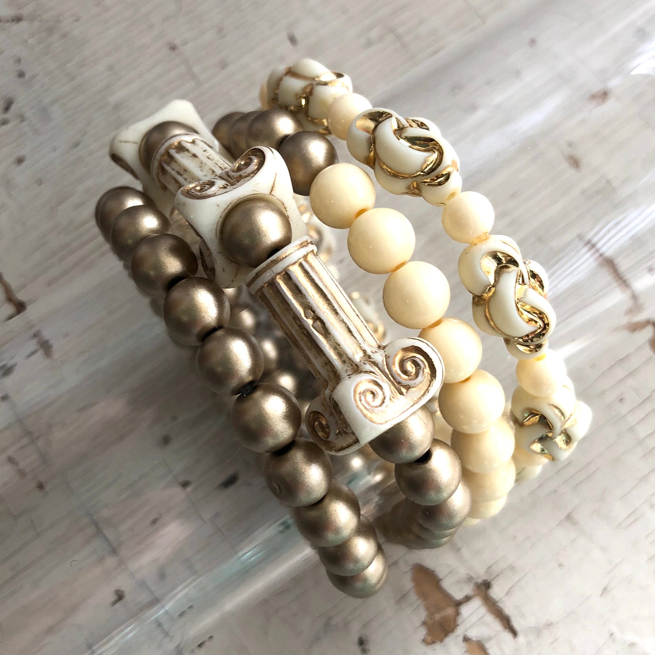 vintage stacked bracelets