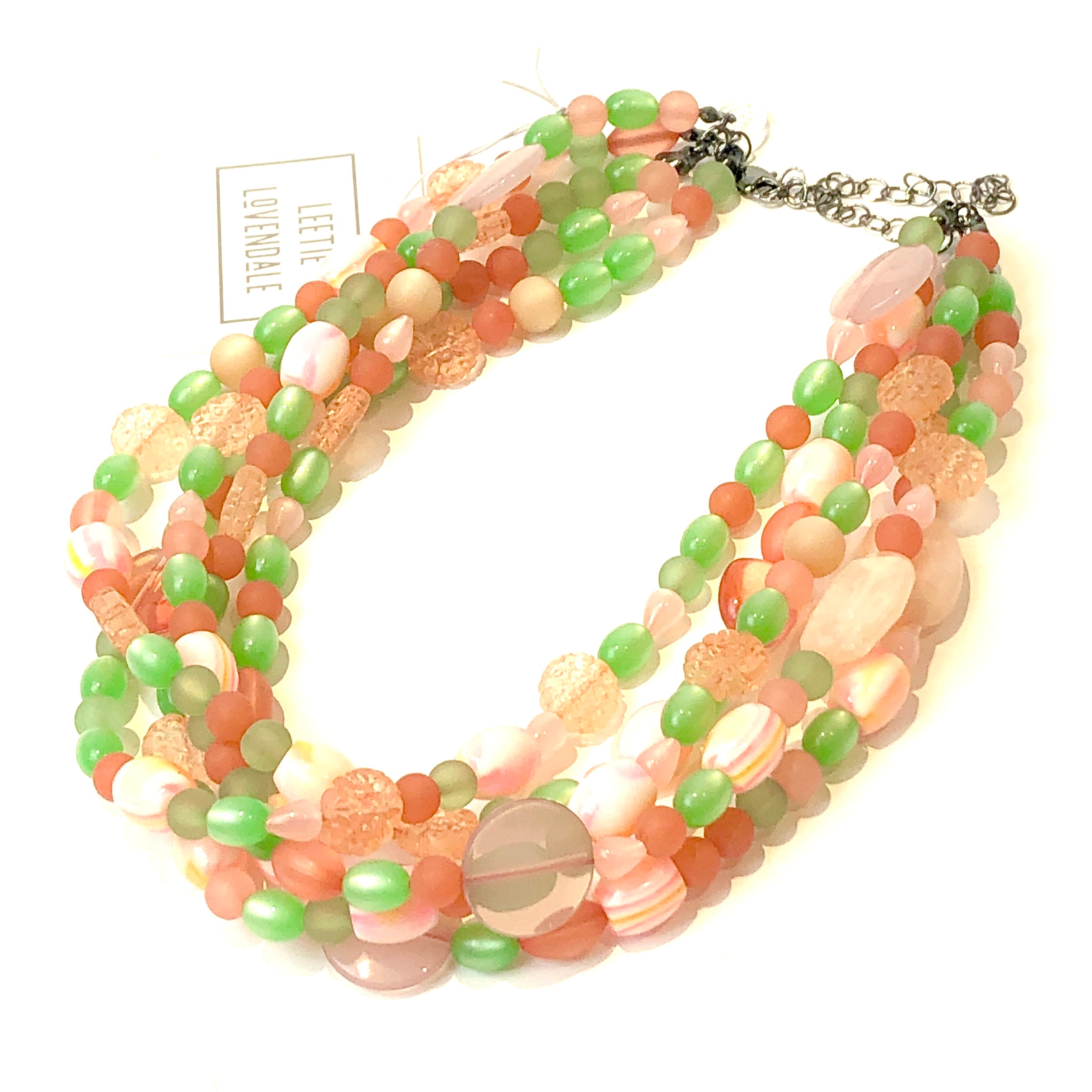 peach green necklace