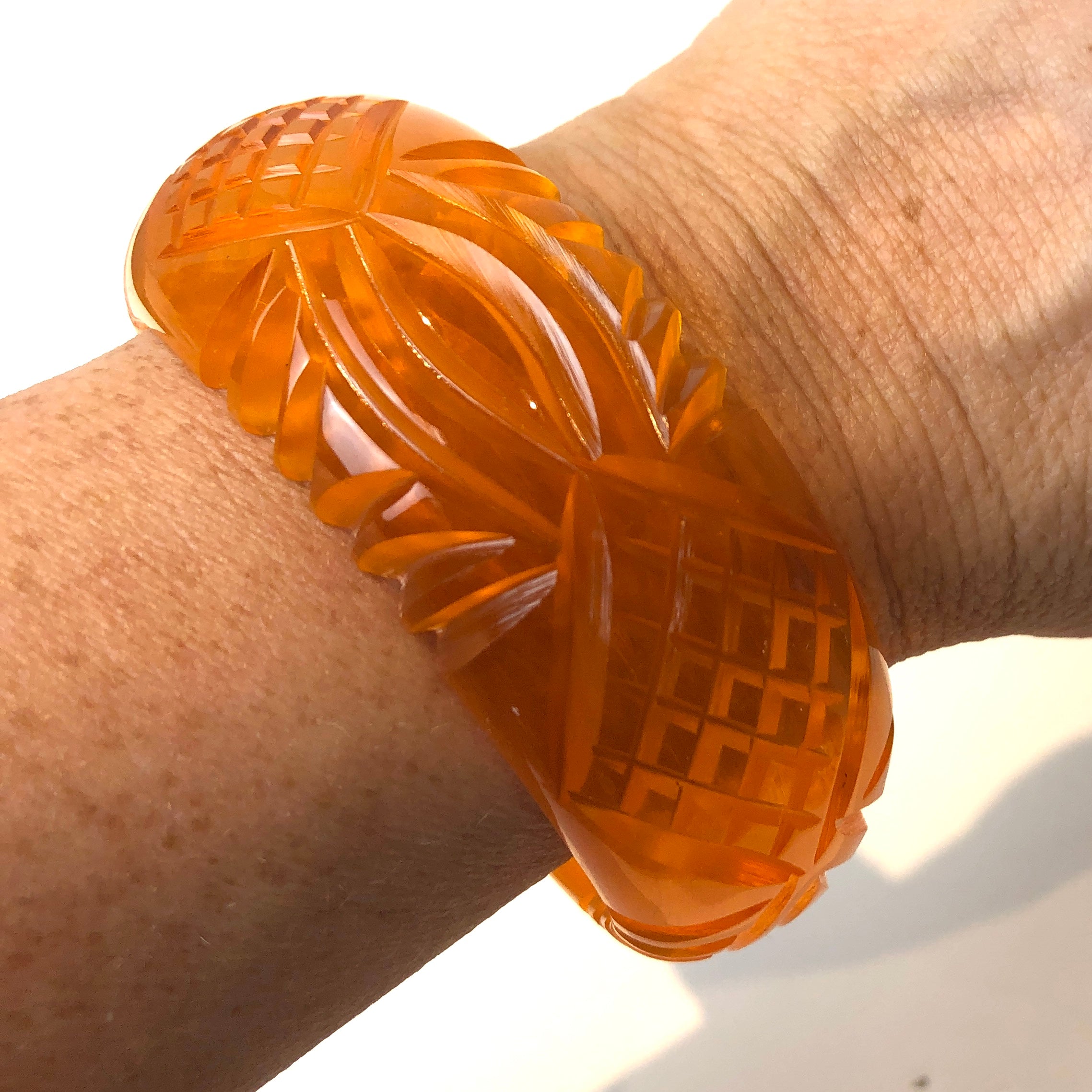 yellow carved bangle