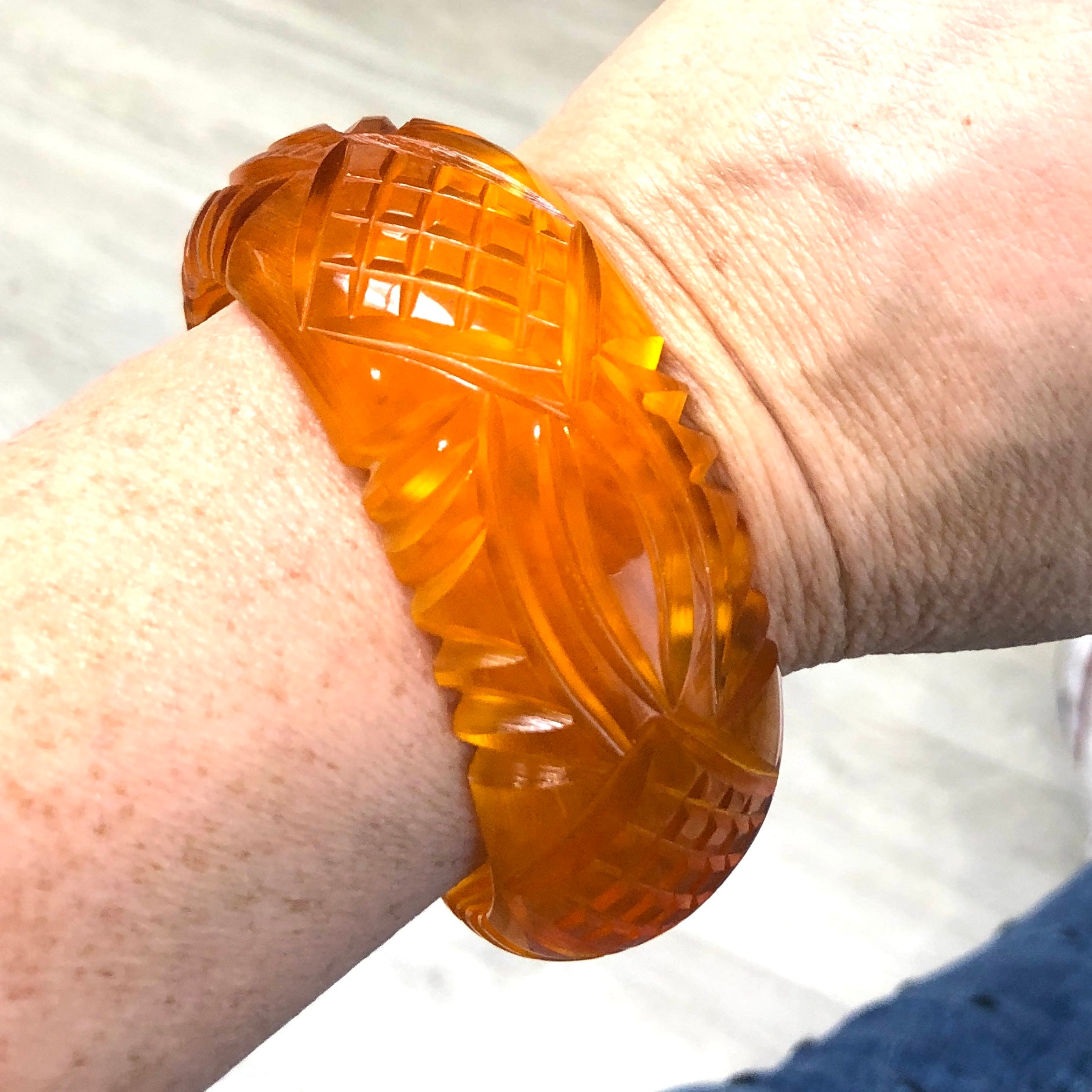 yellow carved bracelet