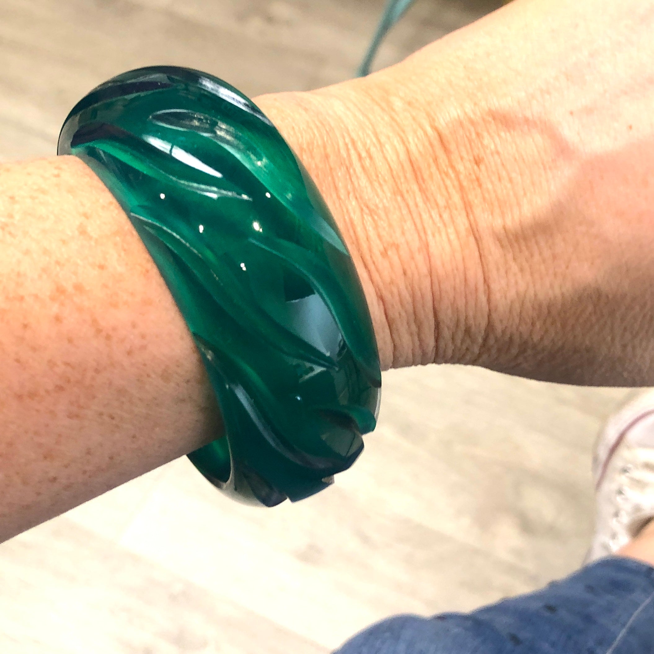 carved emerald bracelet