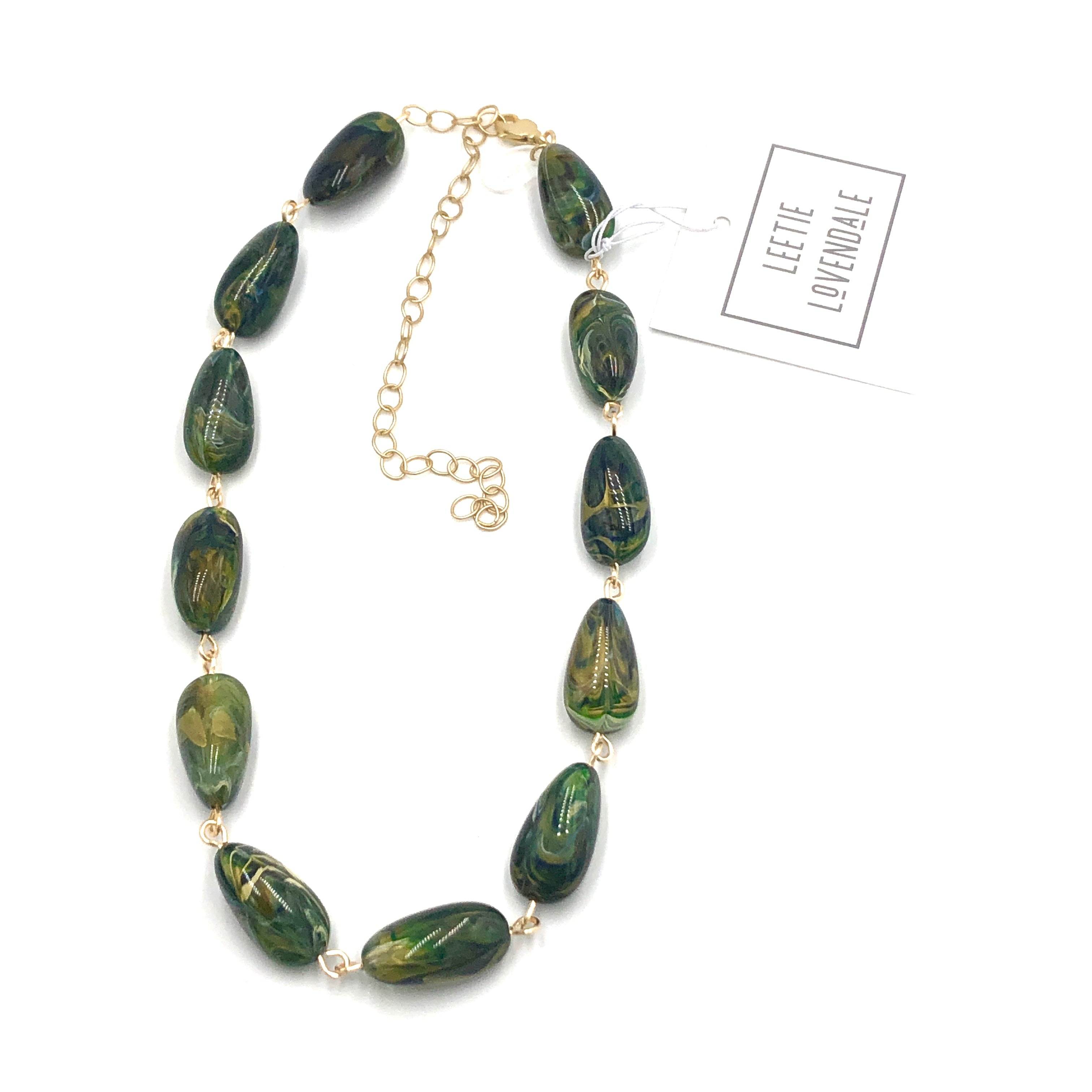 green beaded necklace
