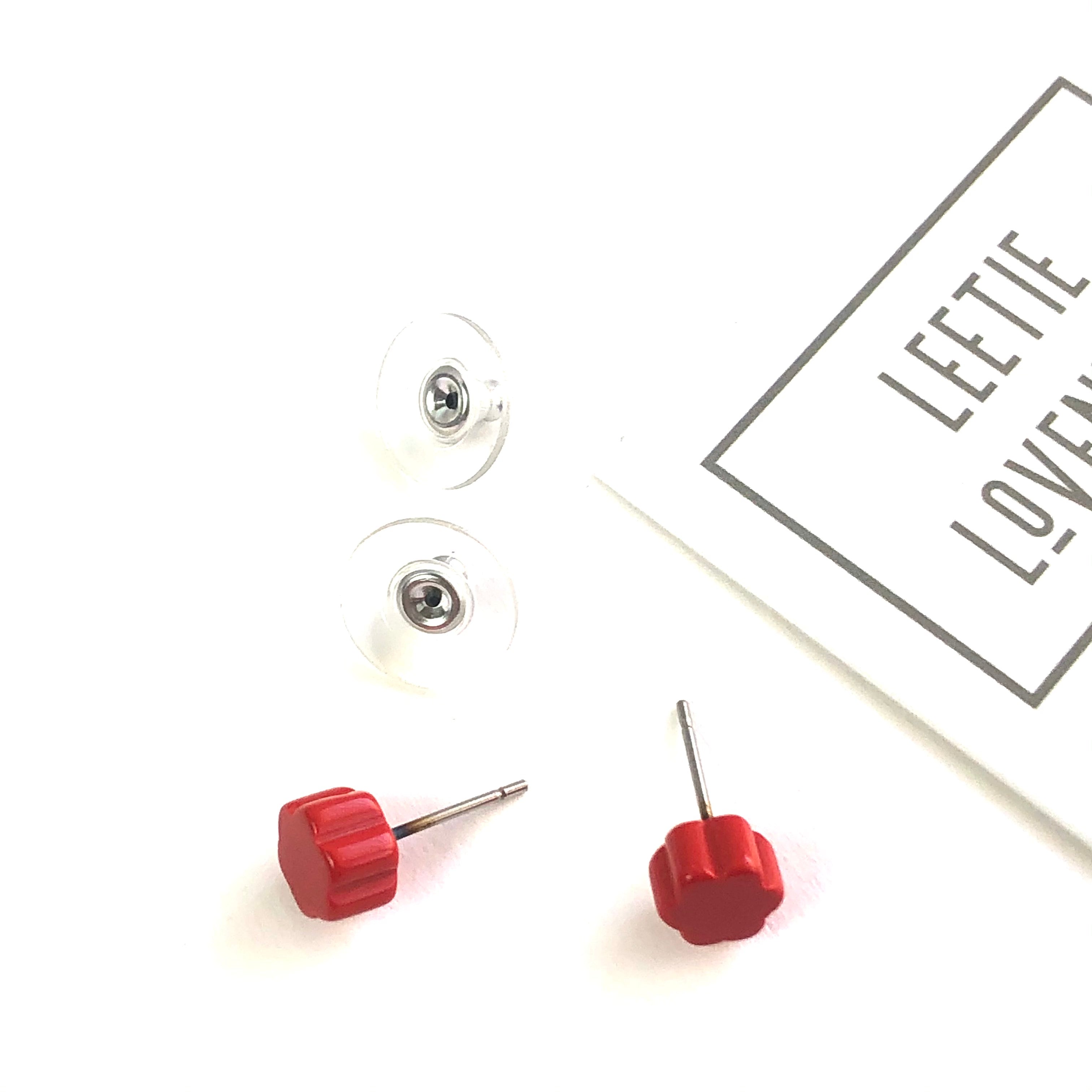 red flower studs