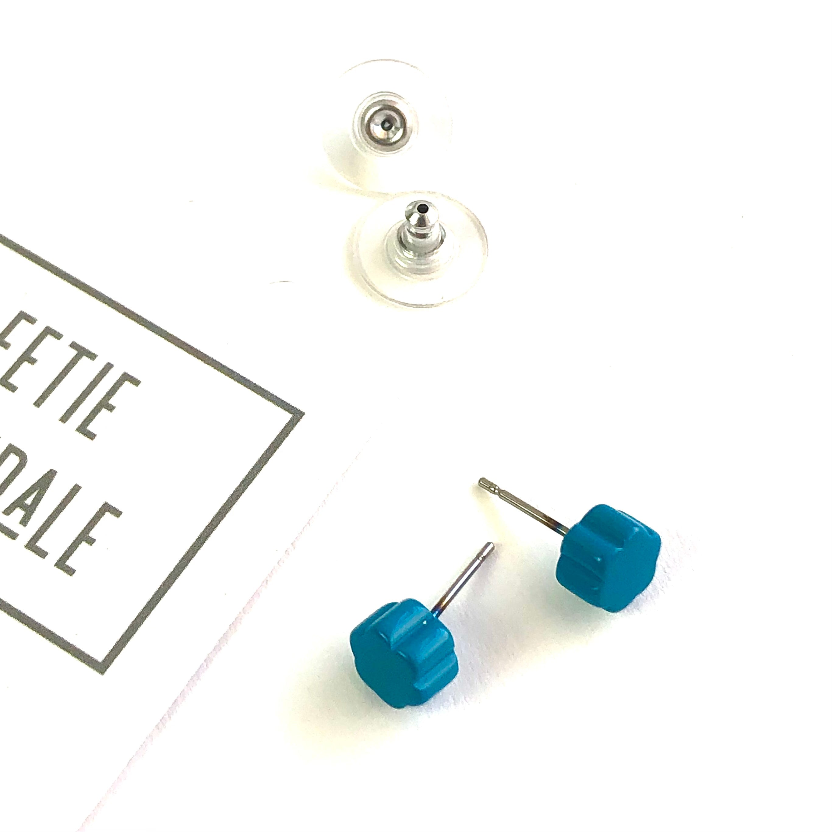 small stud earrings aqua