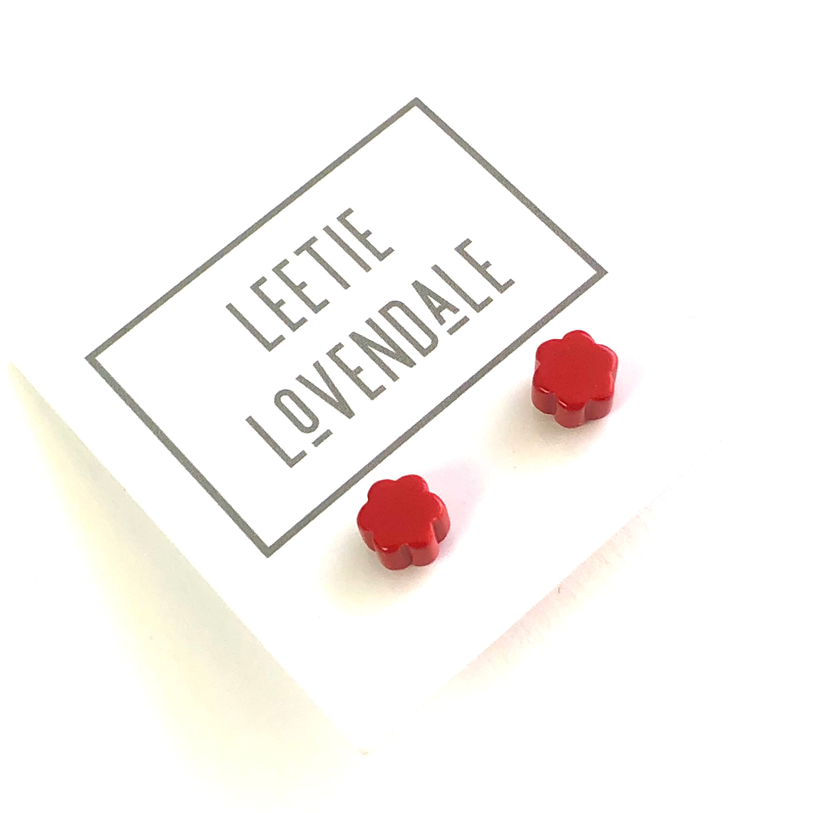 red floral studs