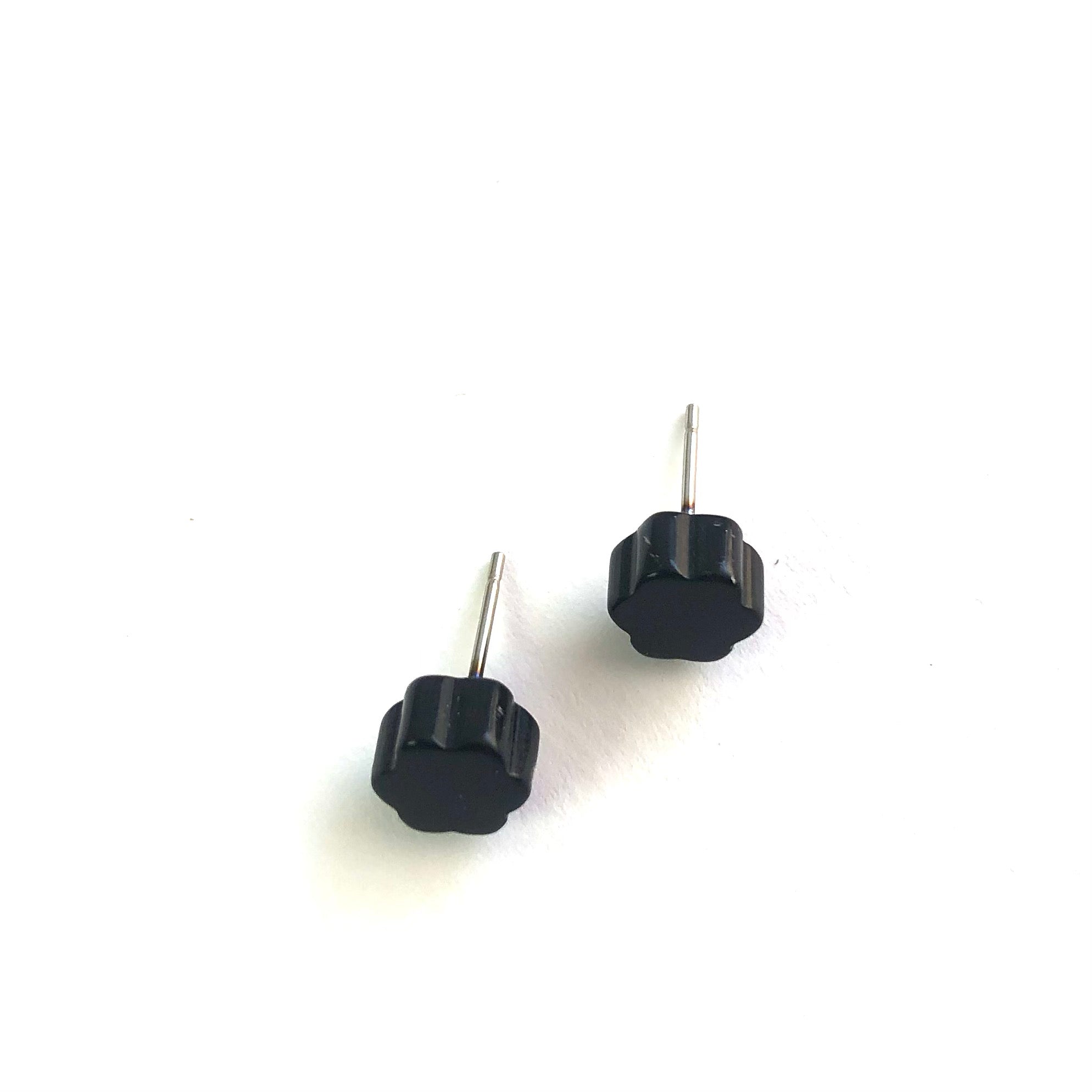 black flower studs