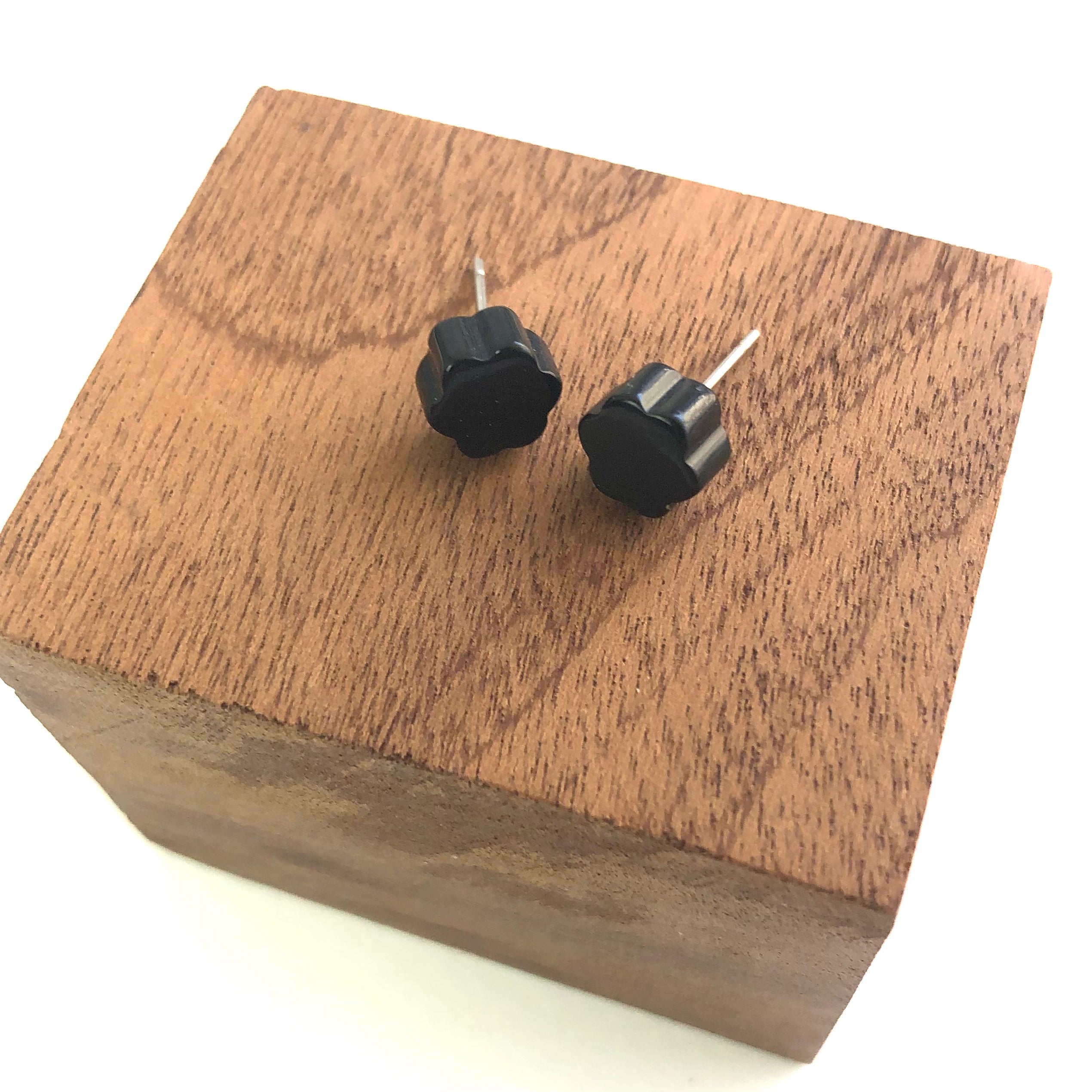 black earrings lucite