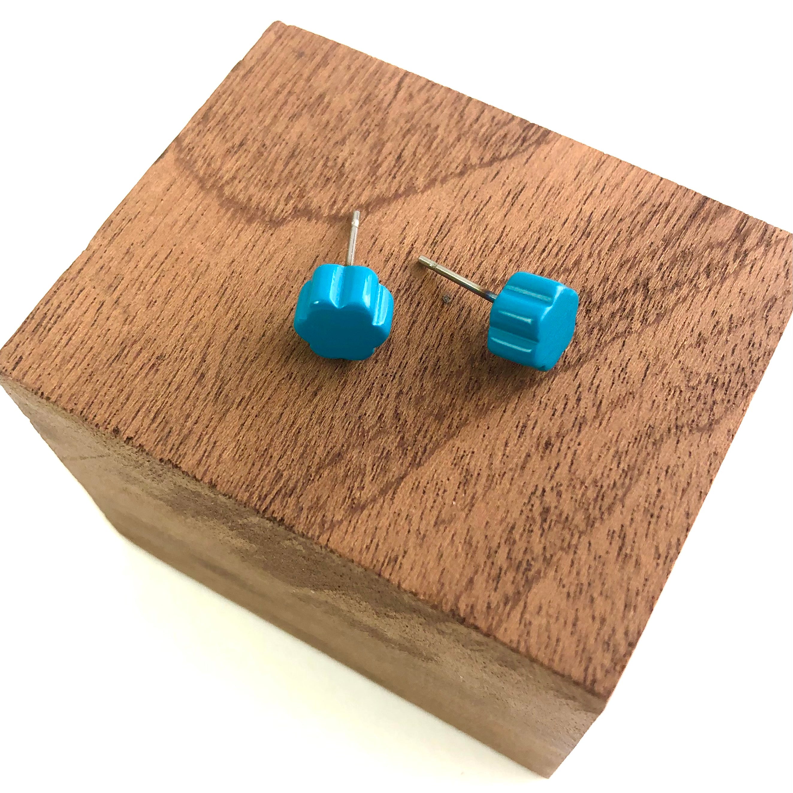 aqua blue flower studs