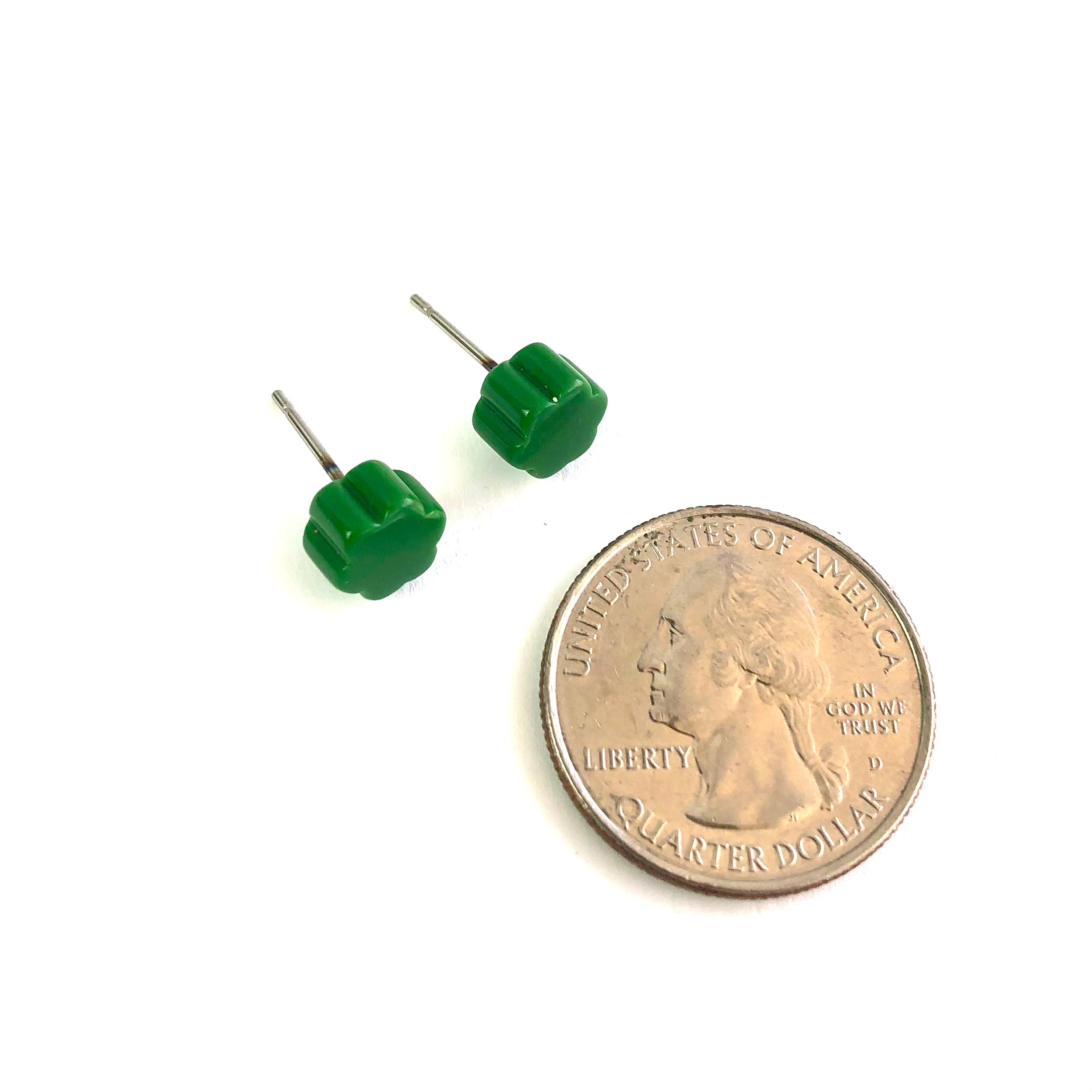 vintage lucite green studs