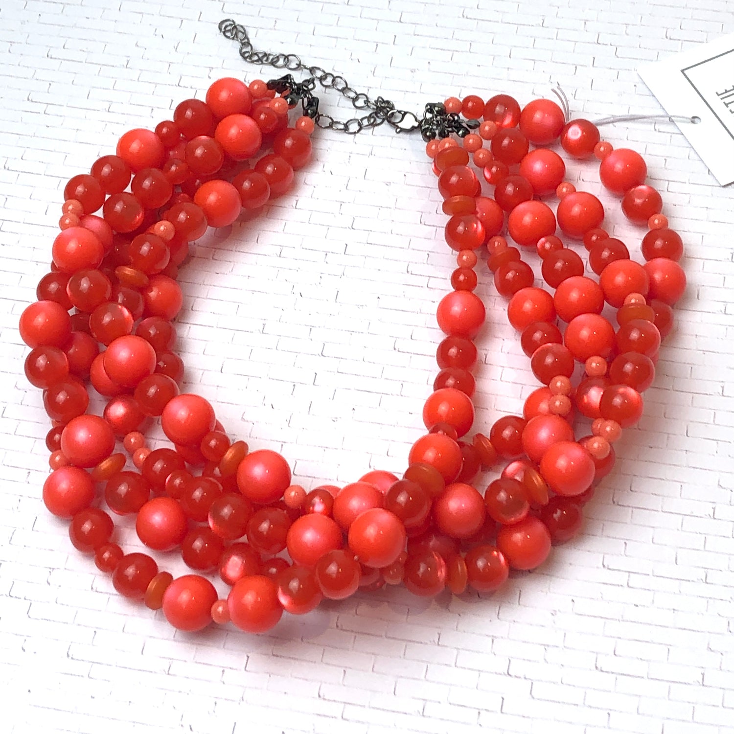 Neon Cherry-Melon Moonglow Sylvie Necklace