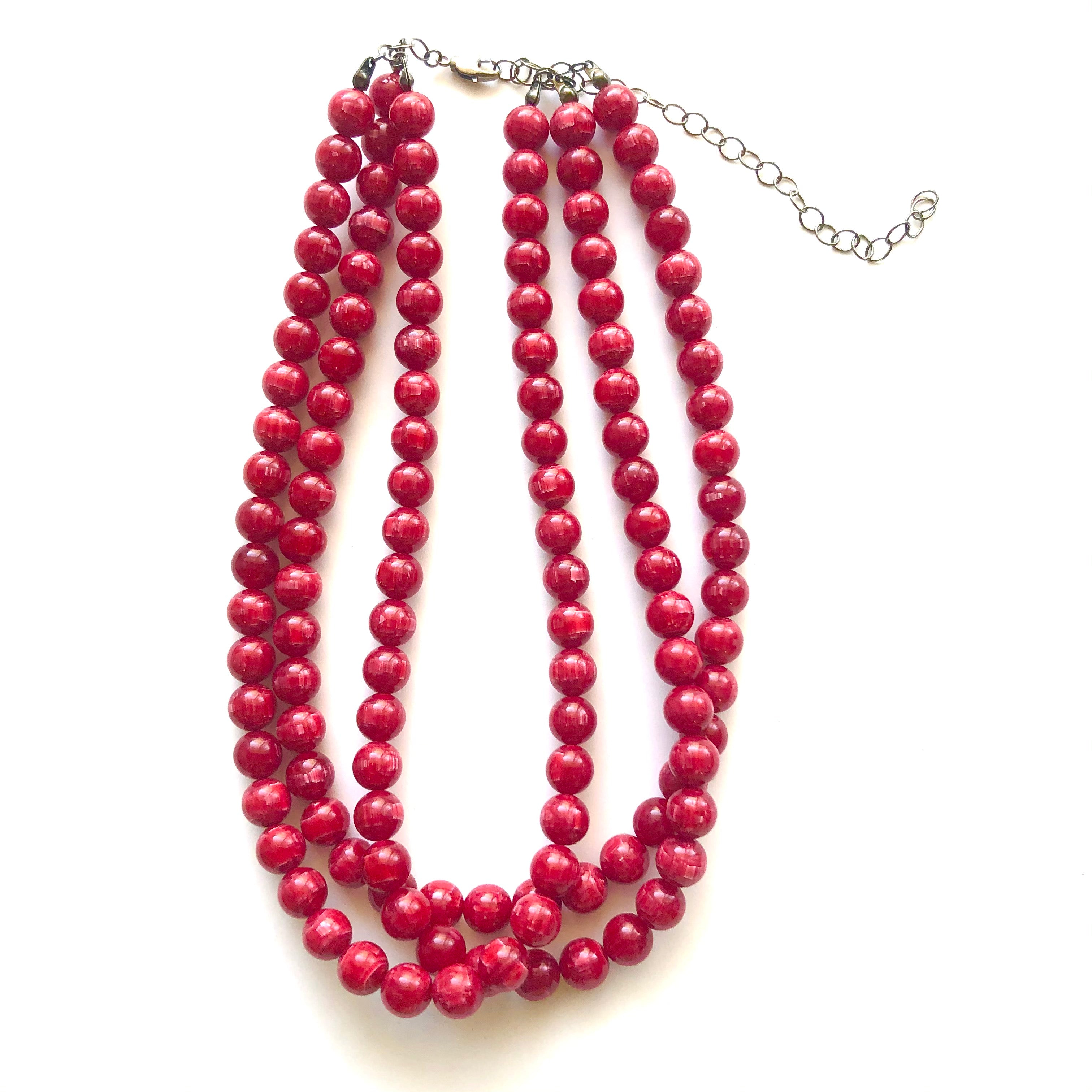 red necklace multi strand