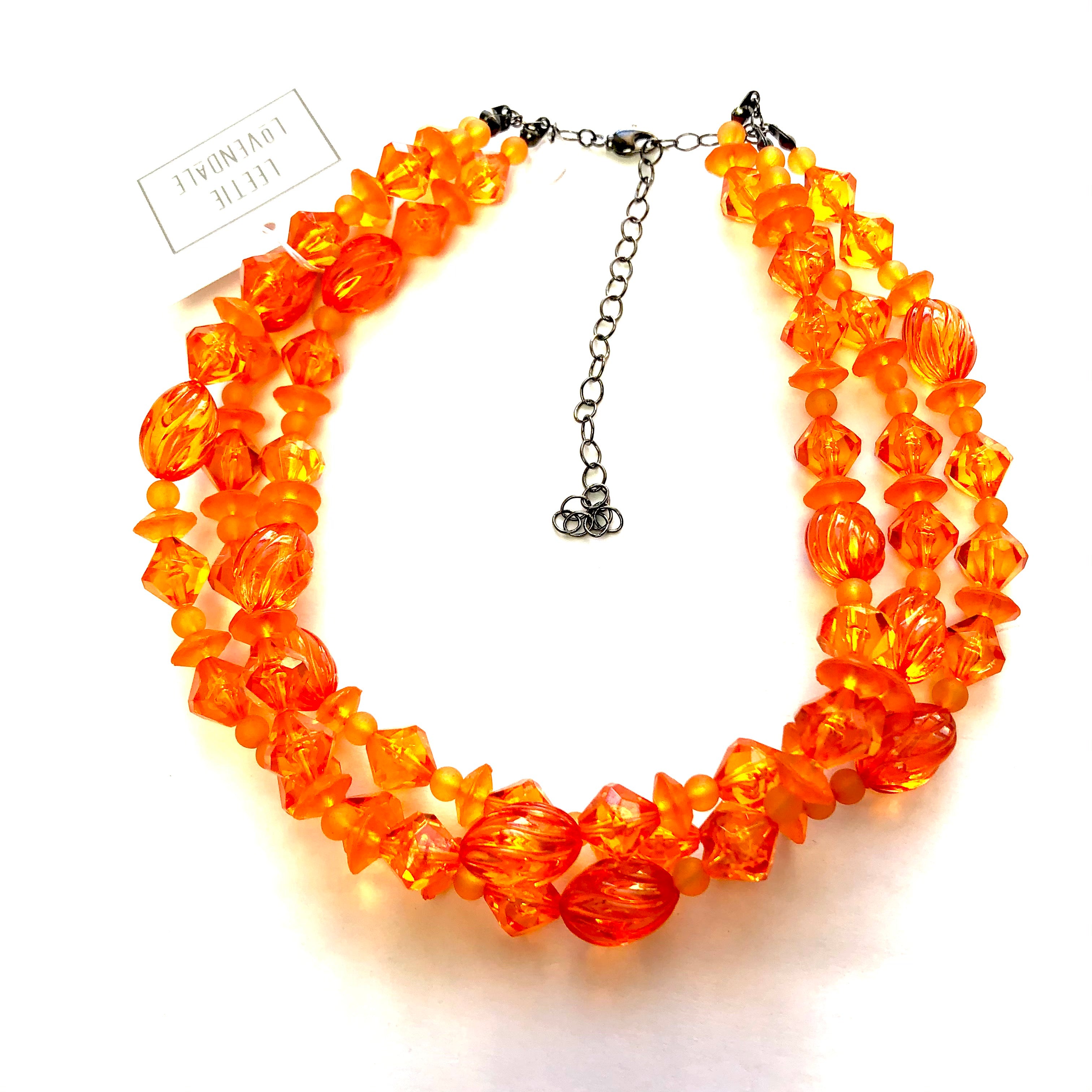 Orange Mix Faceted Morgan Necklace