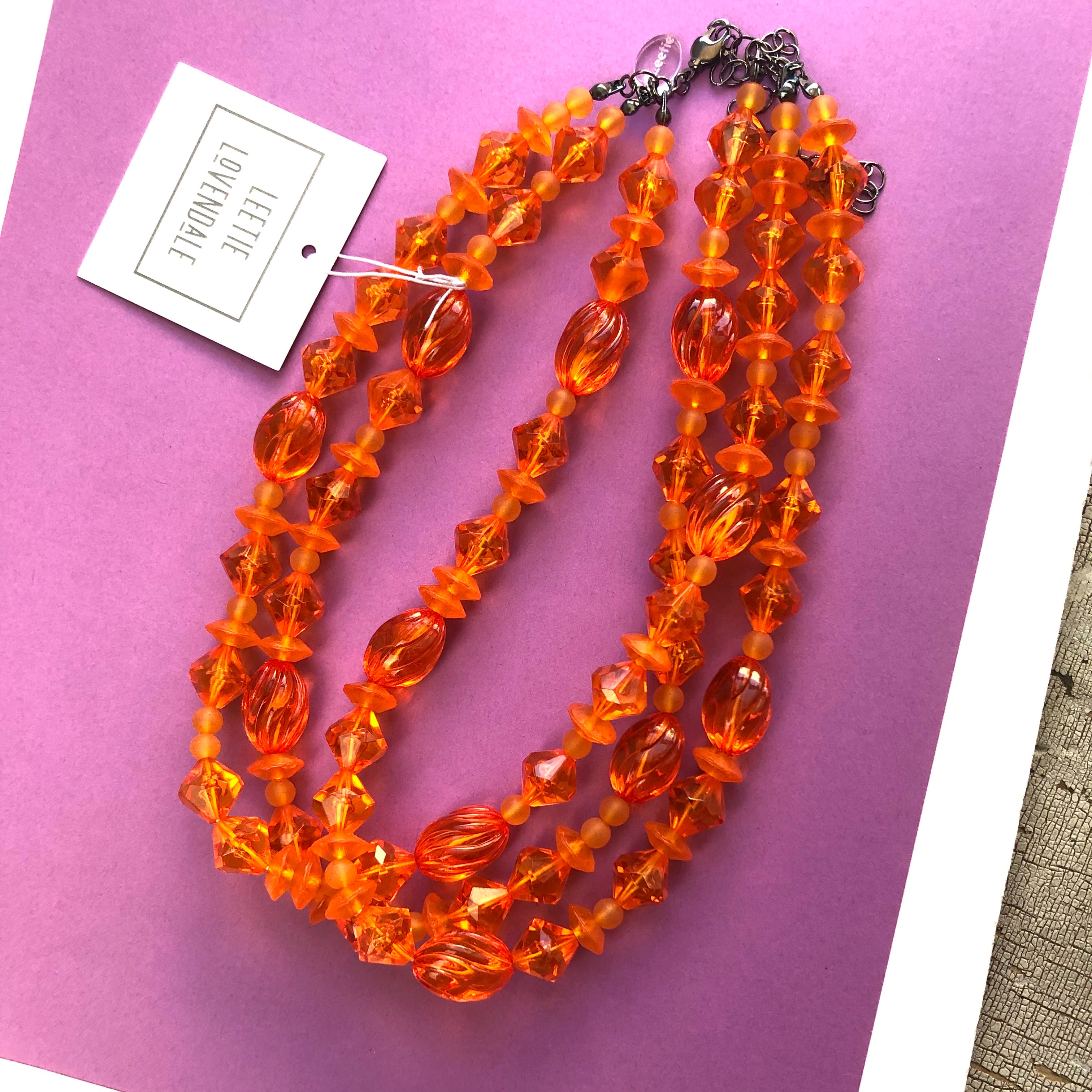Orange Mix Faceted Morgan Necklace