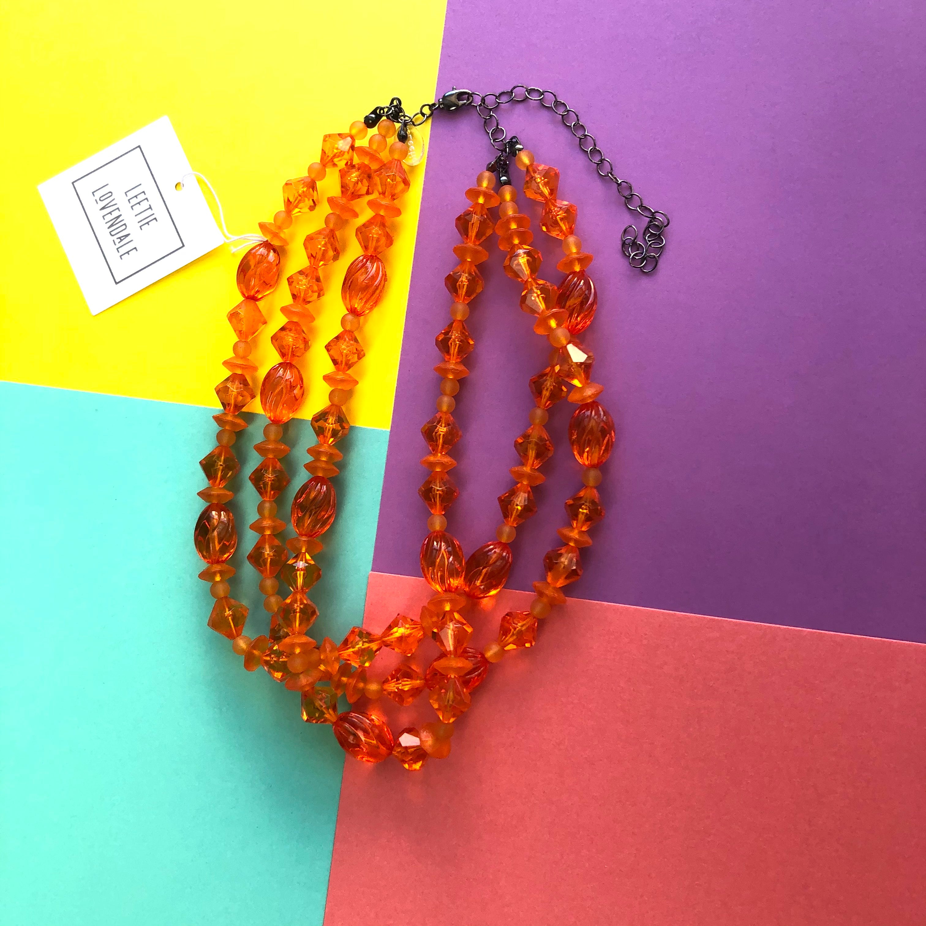 Orange Mix Faceted Morgan Necklace