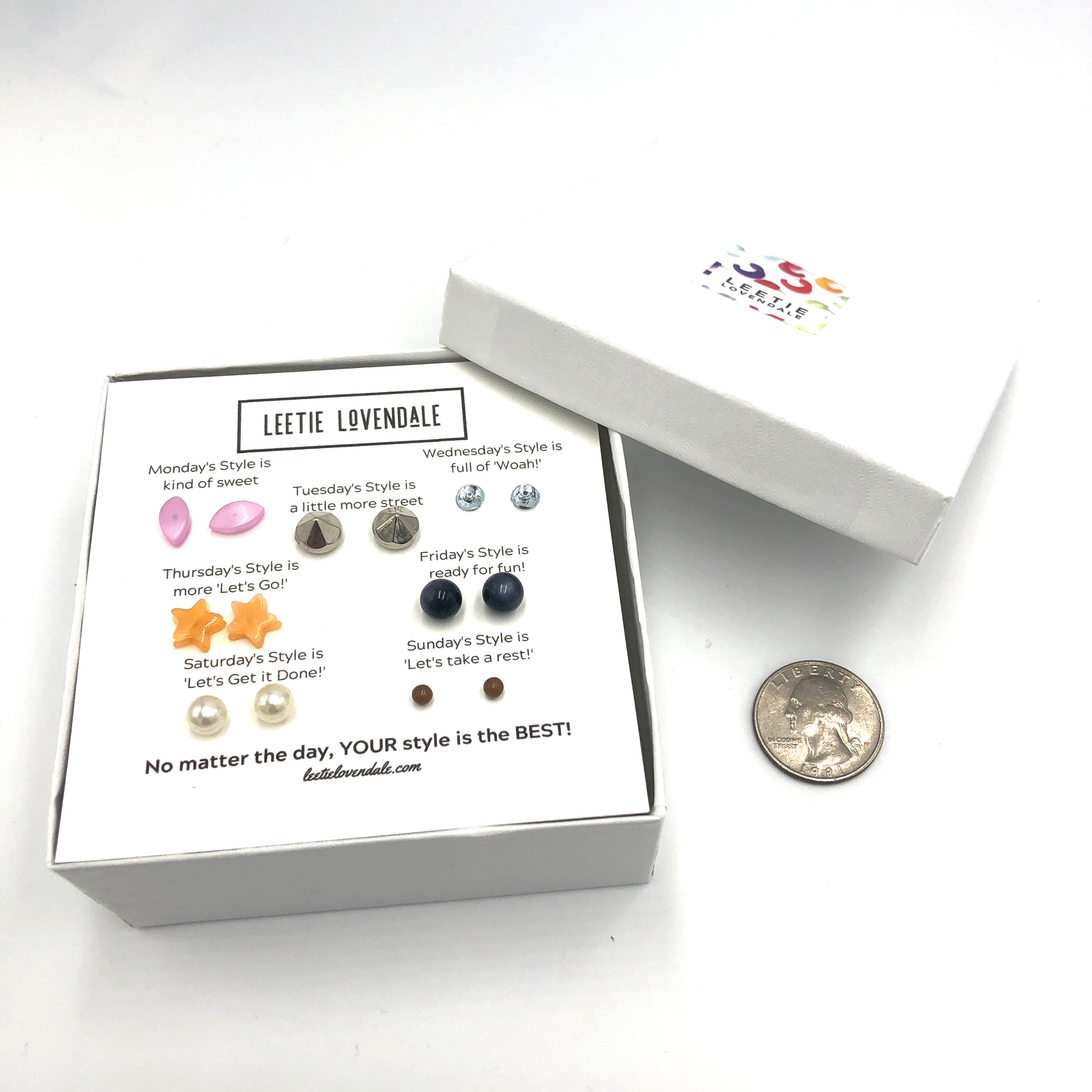 tiny stud earrings gift box