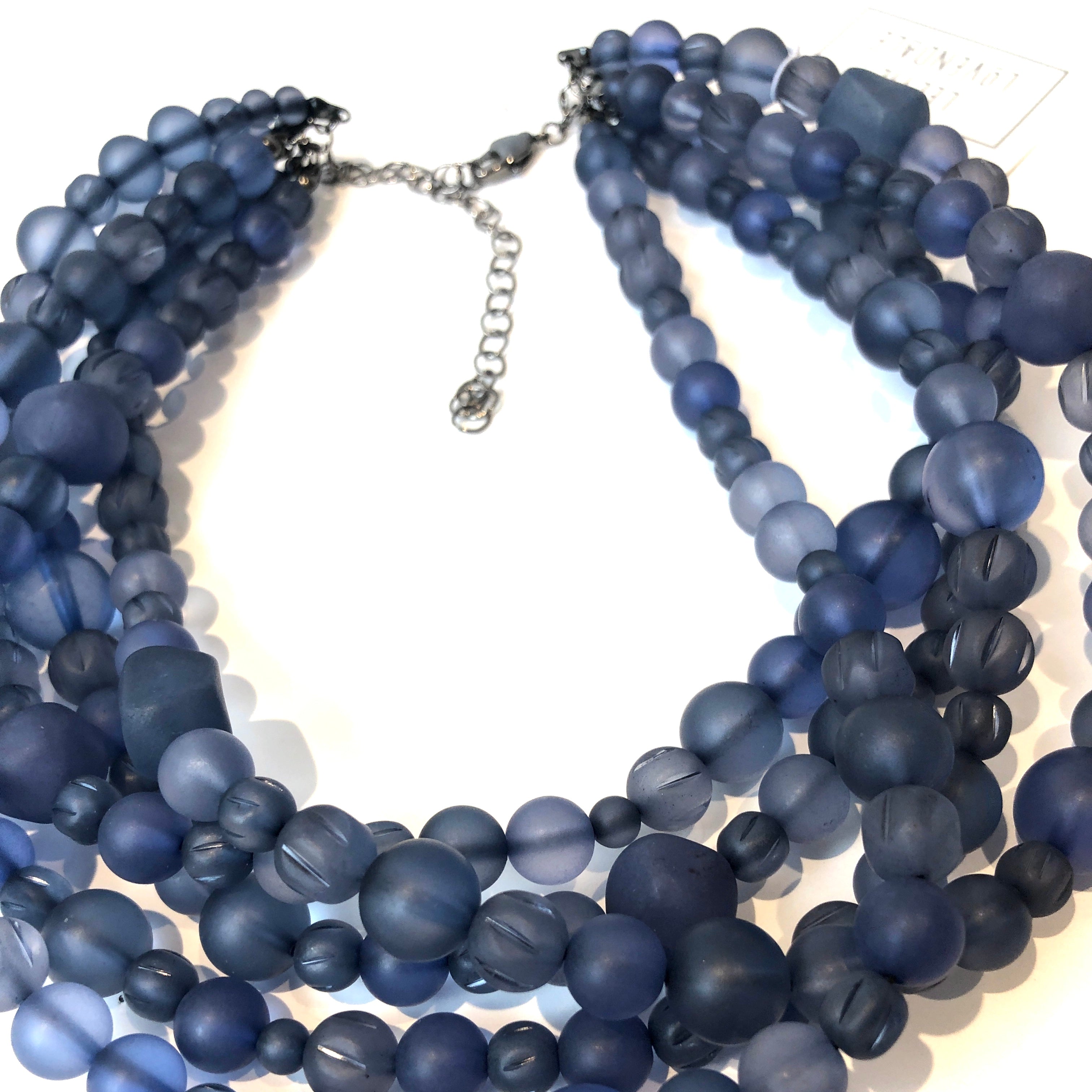Denim Blue Frosted Mixed Sylvie Statement Necklace