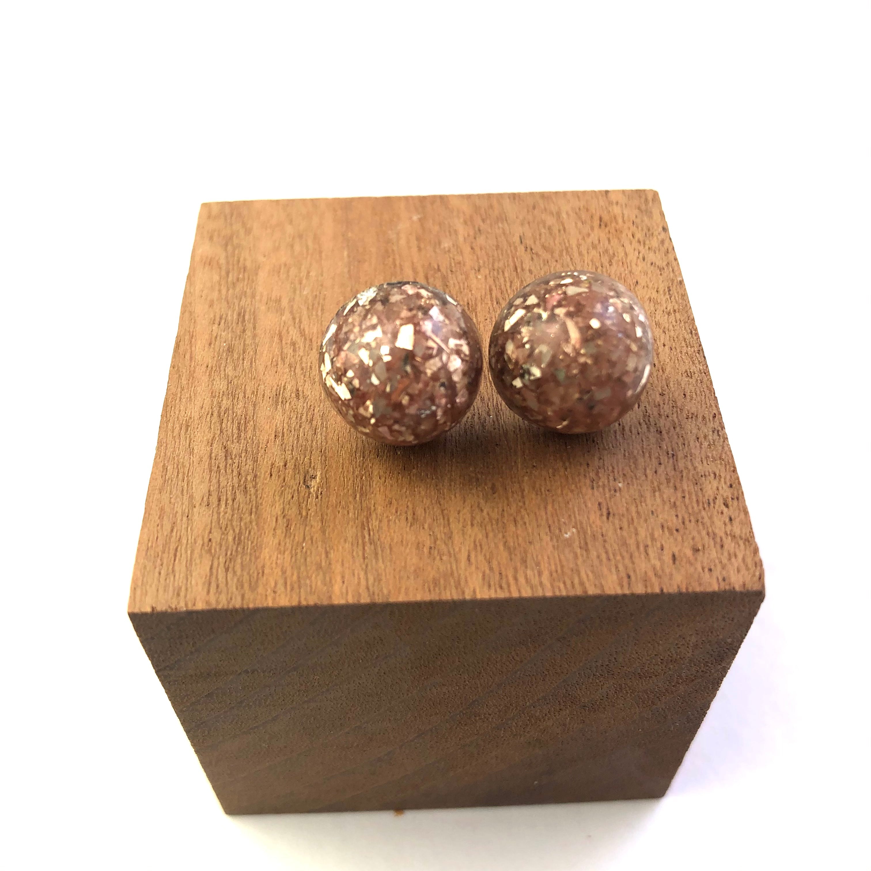 coral glitter studs