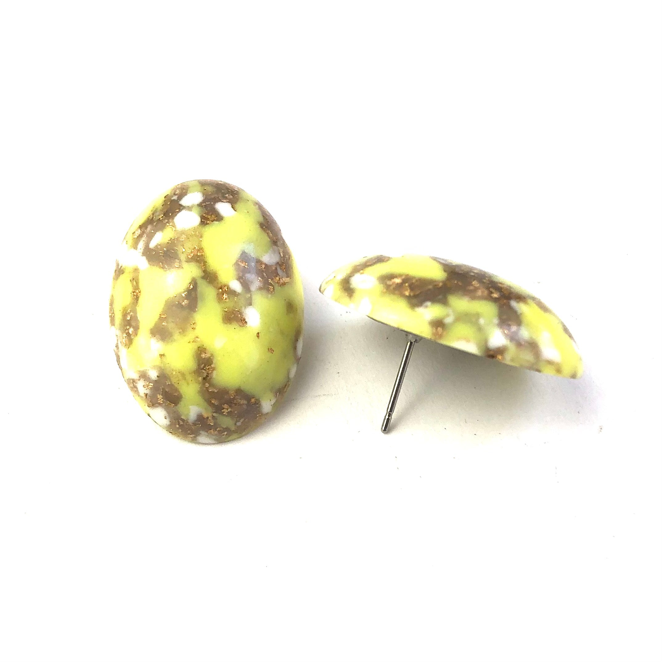 yellow copper glitter studs