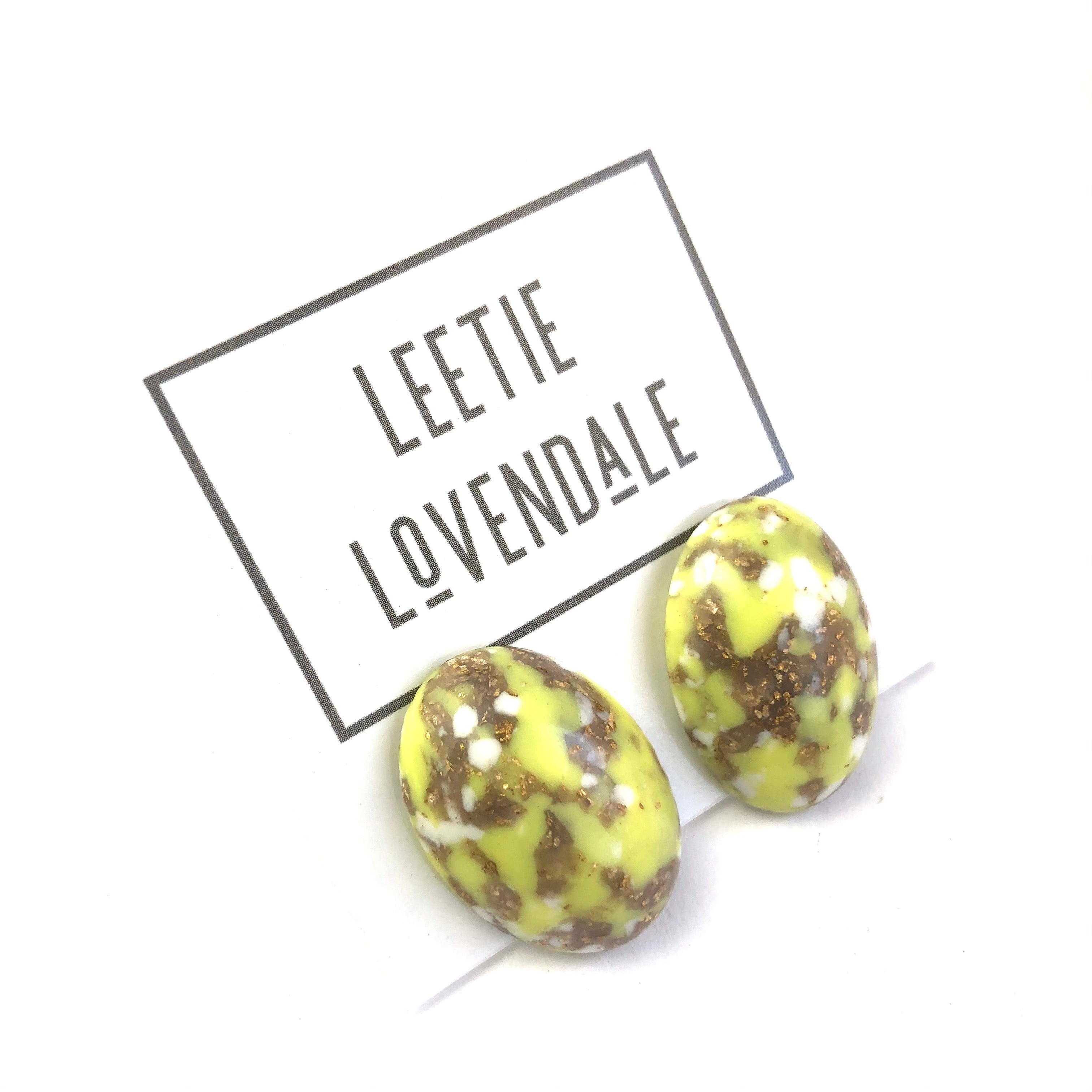 lemon yellow confetti studs