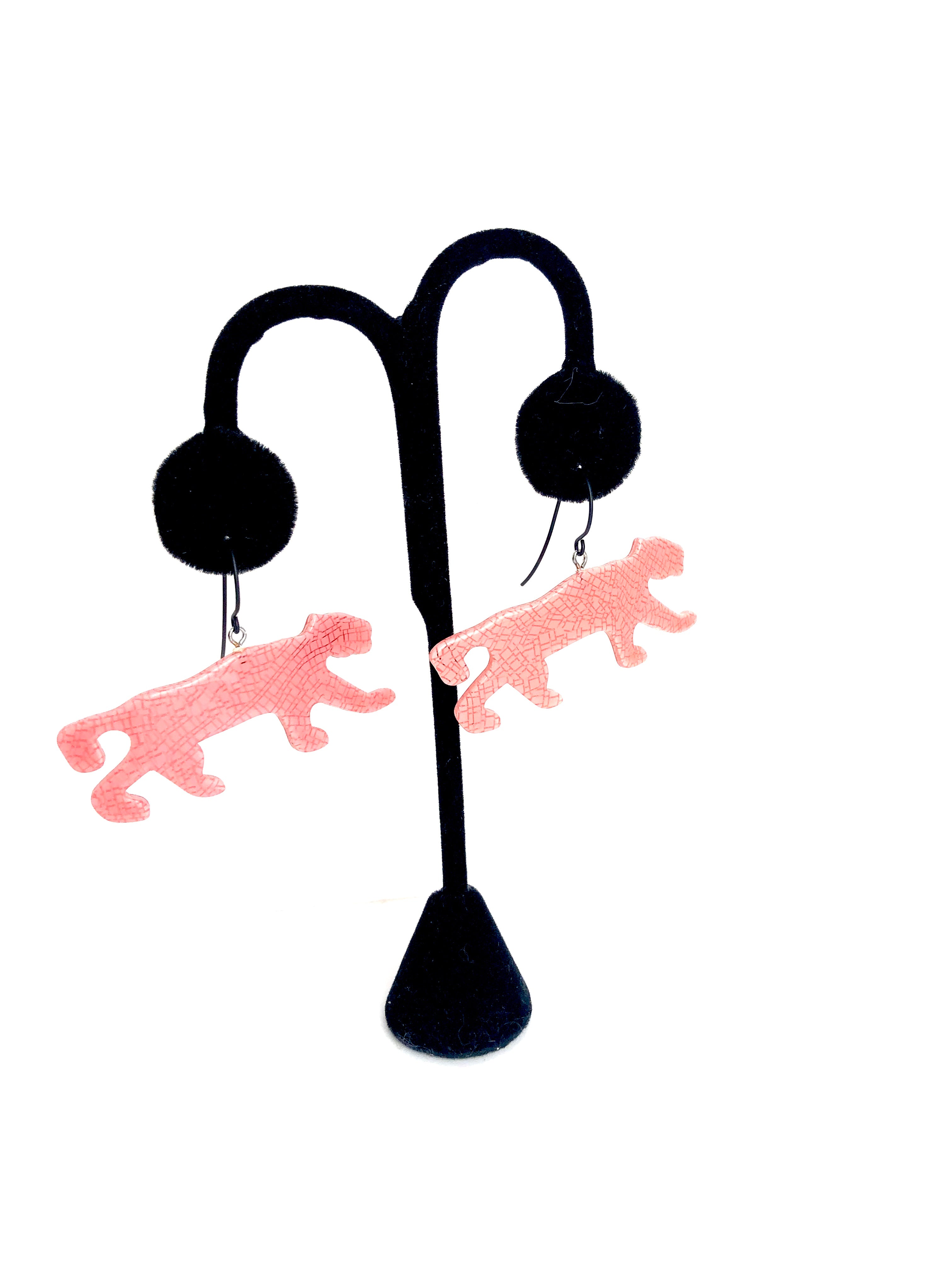 large pink tiger earrings